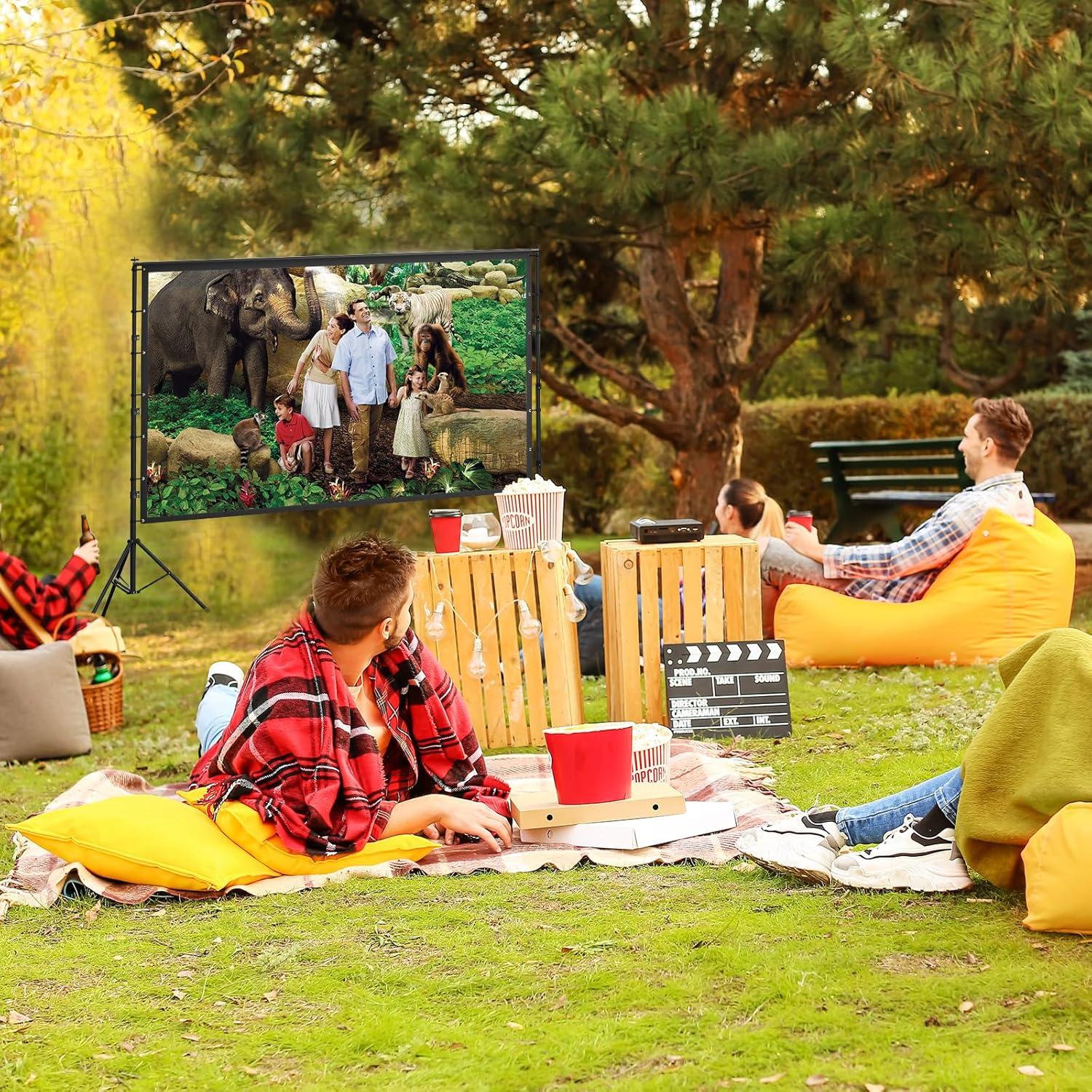 Pantalla de Proyector AAJK 150" Portátil 4K HD con Soporte