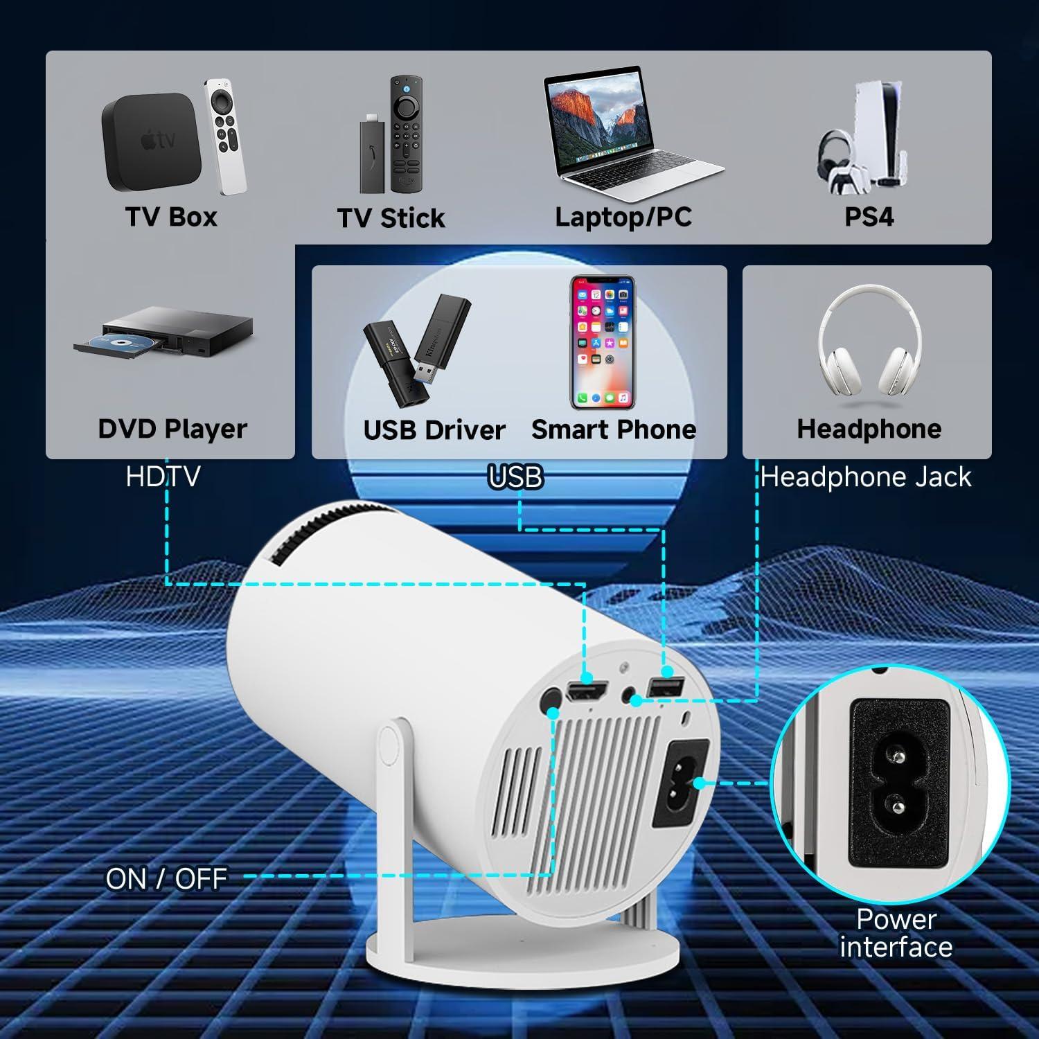 Proyector Portátil HOLEPLUS HY300 4K 1080P Wi-Fi 6 0.67kg