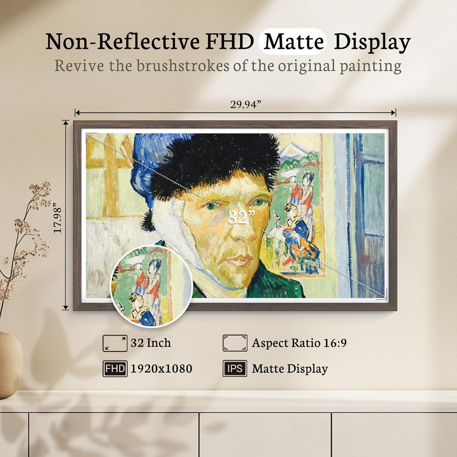 BSIMB Large Digital Picture Frame 32 Inch, 64GB 1920x1080 FHD WiFi Digital Photo Frame Electronic, Wall Mount Included, Share Pictures/Videos via App Easy Setup Gifts for Mom(Non-Touch), Dark Wood