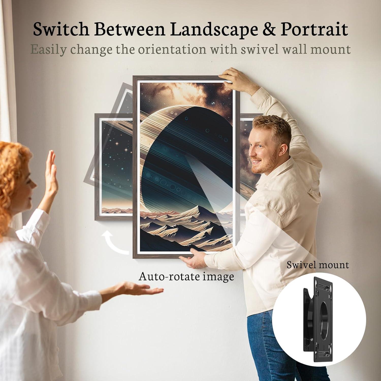 BSIMB Large Digital Picture Frame 32 Inch, 64GB 1920x1080 FHD WiFi Digital Photo Frame Electronic, Wall Mount Included, Share Pictures/Videos via App Easy Setup Gifts for Mom(Non-Touch), Dark Wood