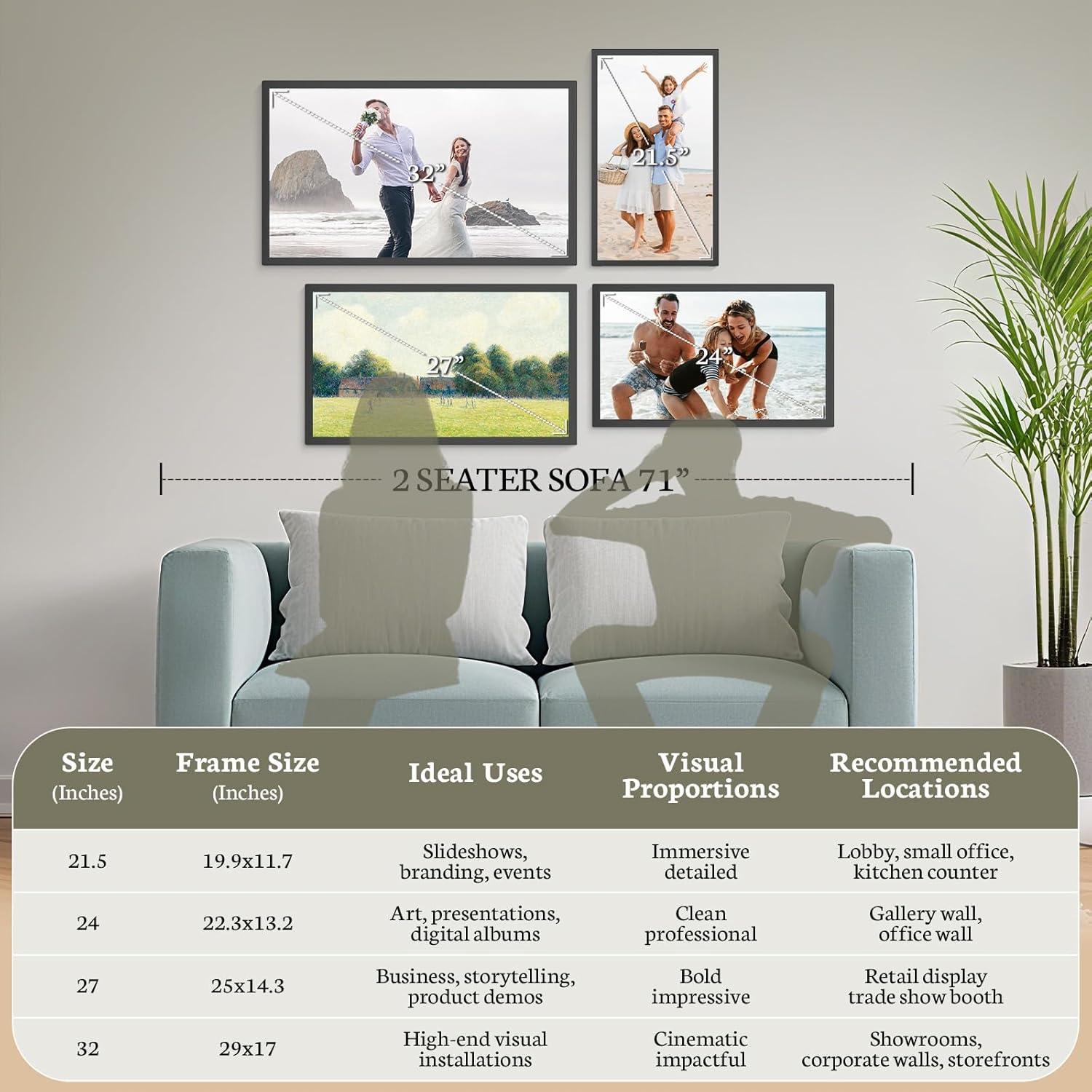 BSIMB Large Digital Picture Frame 32 Inch, 64GB 1920x1080 FHD WiFi Digital Photo Frame Electronic, Wall Mount Included, Share Pictures/Videos via App Easy Setup Gifts for Mom(Non-Touch), Dark Wood