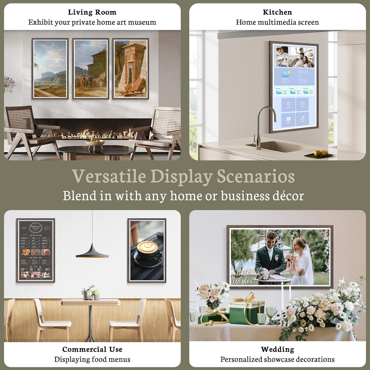 BSIMB Large Digital Picture Frame 32 Inch, 64GB 1920x1080 FHD WiFi Digital Photo Frame Electronic, Wall Mount Included, Share Pictures/Videos via App Easy Setup Gifts for Mom(Non-Touch), Dark Wood