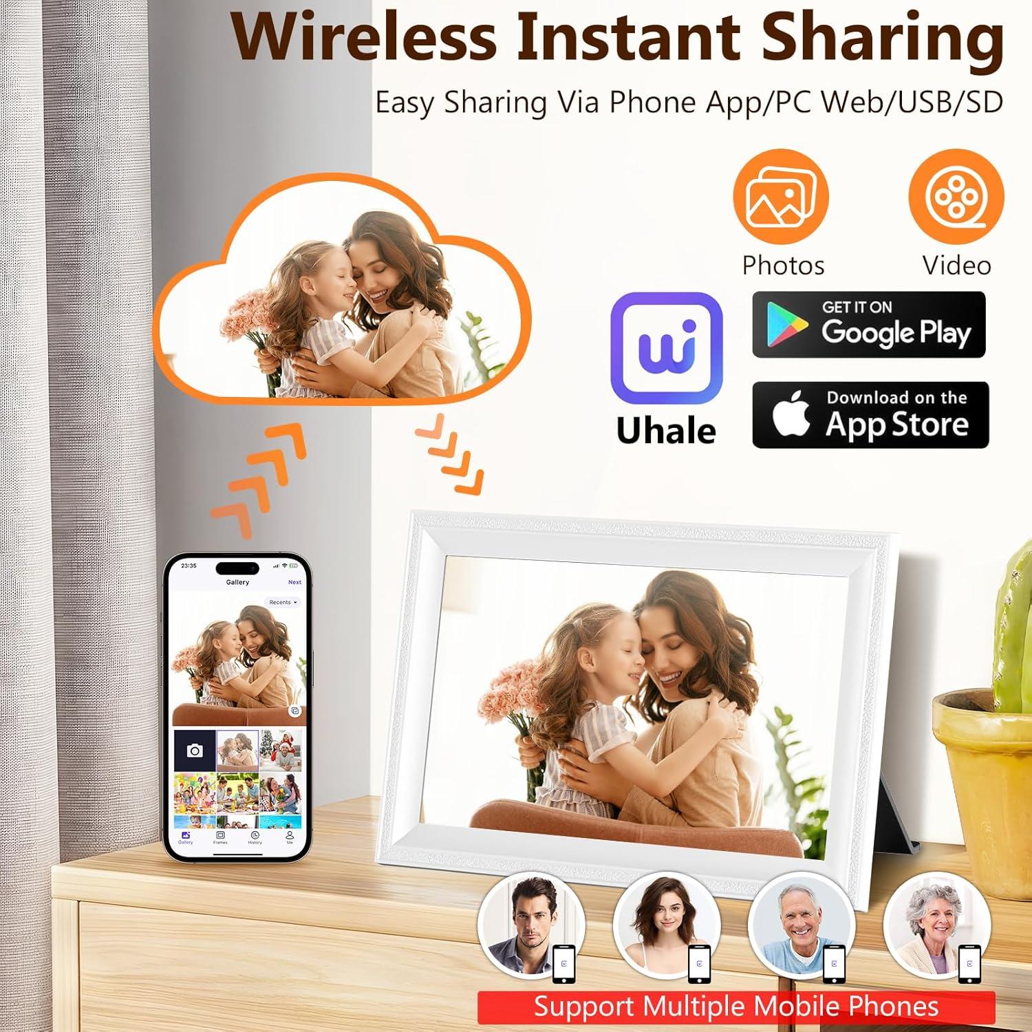 Marco de Fotos Digital JIUGEDPF 10.1" WiFi 16GB Blanco