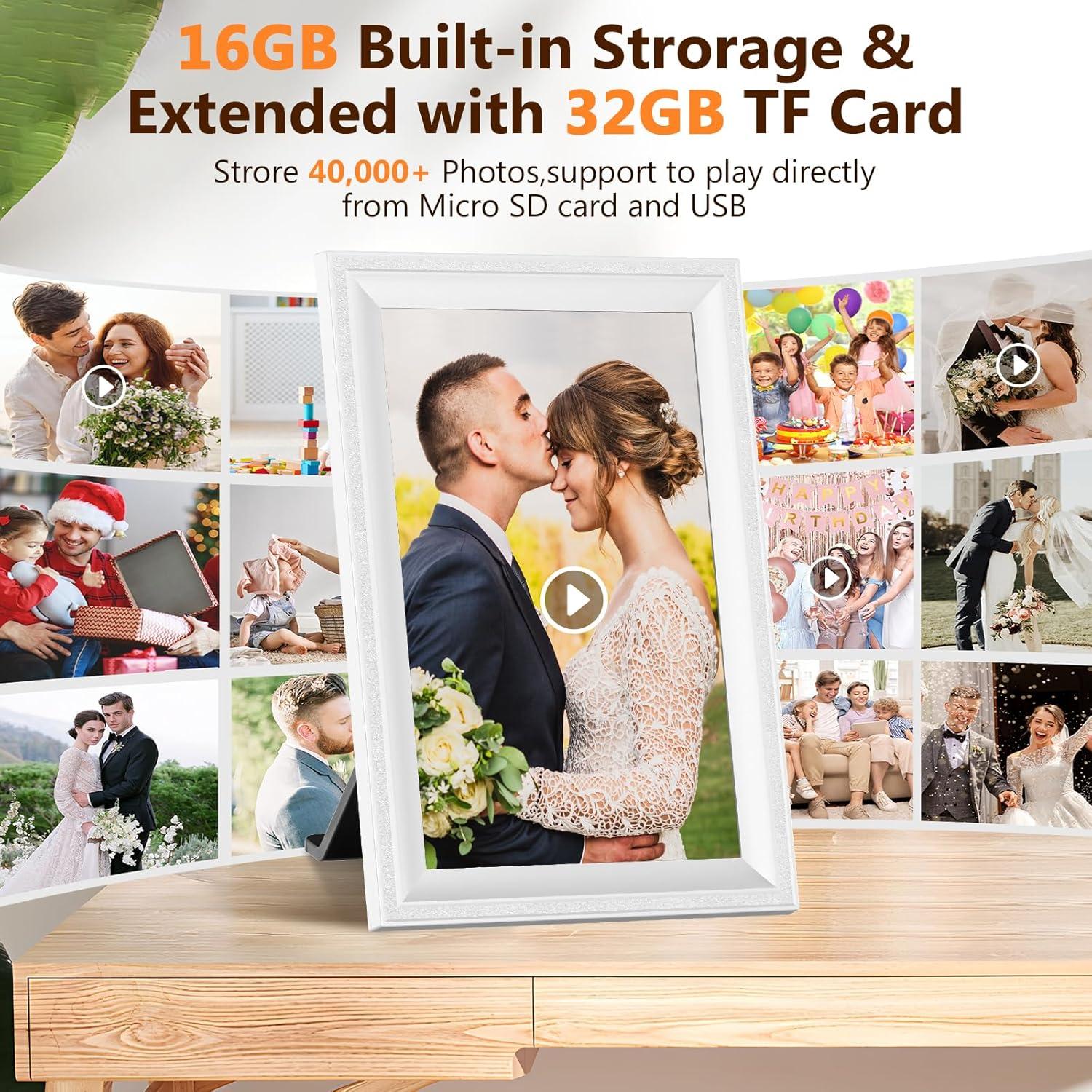 Marco de Fotos Digital JIUGEDPF 10.1" WiFi 16GB Blanco