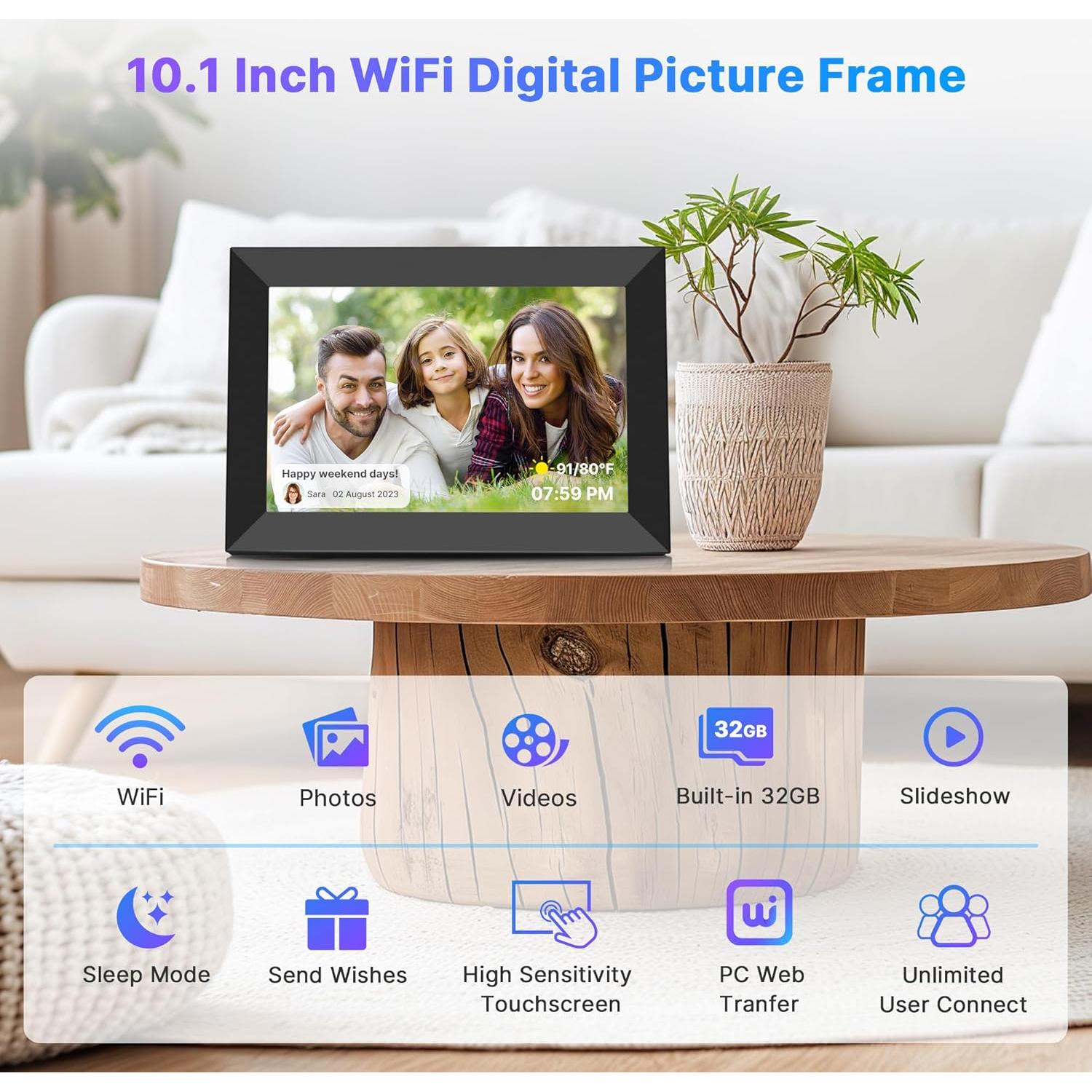 Marco de Fotos Digital MaxAngel 10.1" HD WiFi 32GB