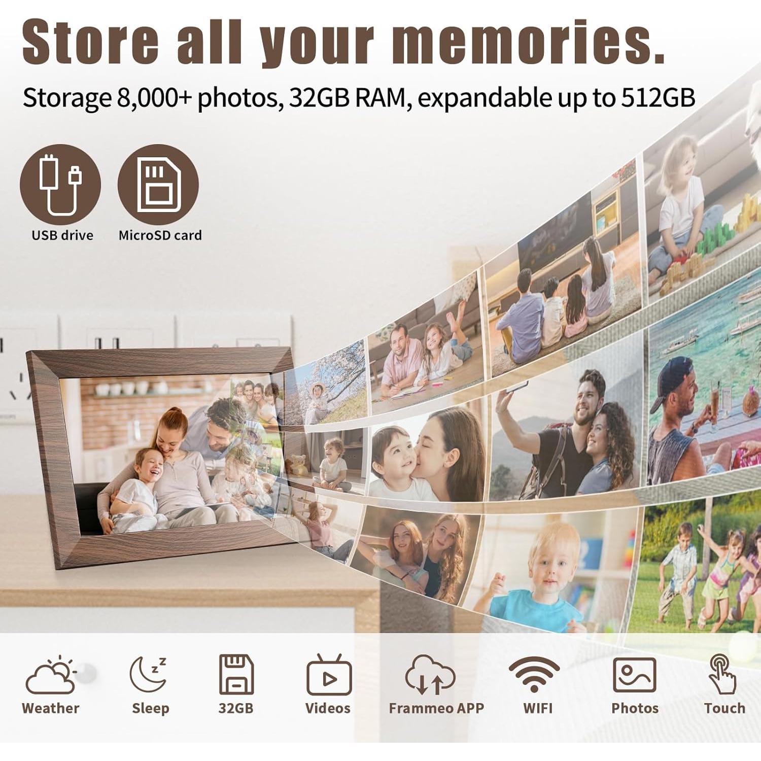 Marco de Fotos Digital FLYZUNI 10.1" WiFi 32GB Pantalla IPS