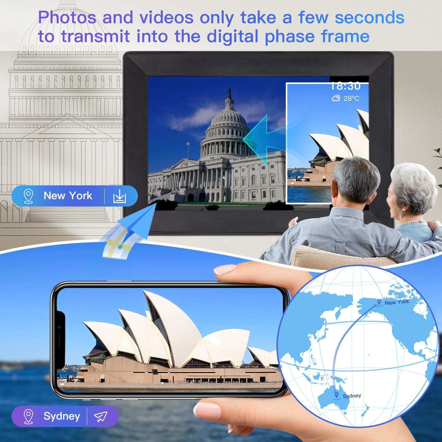 Marco de fotos digital Uhale 10.1" HD WiFi 16GB táctil