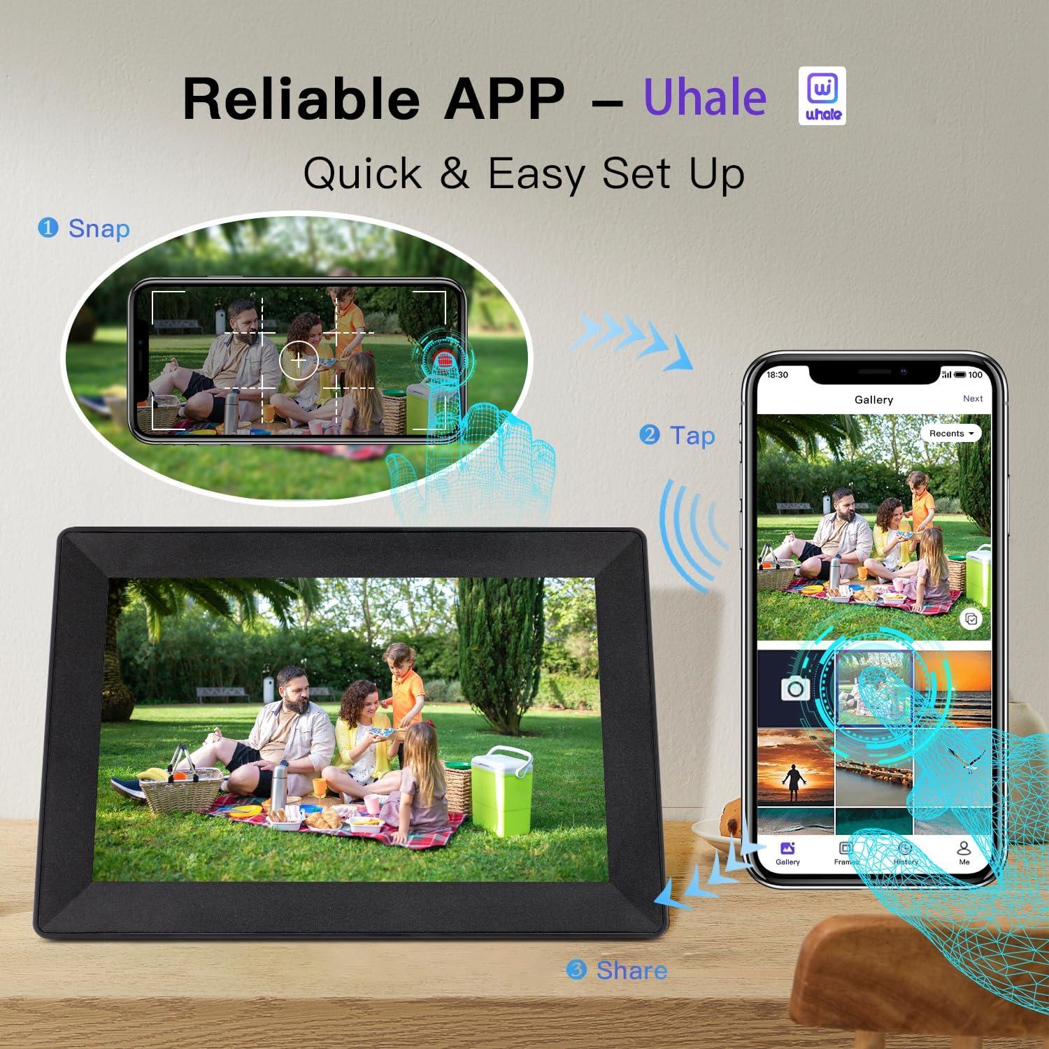 Marco de fotos digital Uhale 10.1" HD WiFi 16GB táctil