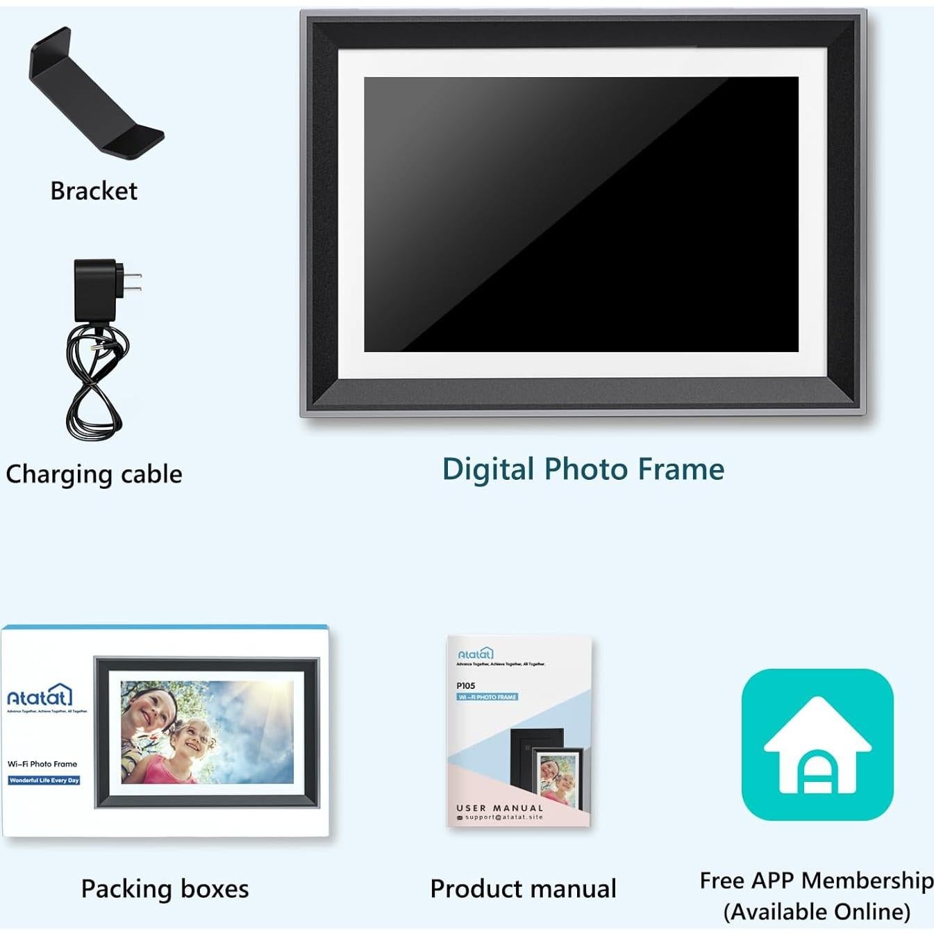 Marco de Fotos Digital Atatat 10.1" WiFi 32GB Pantalla Táctil IPS