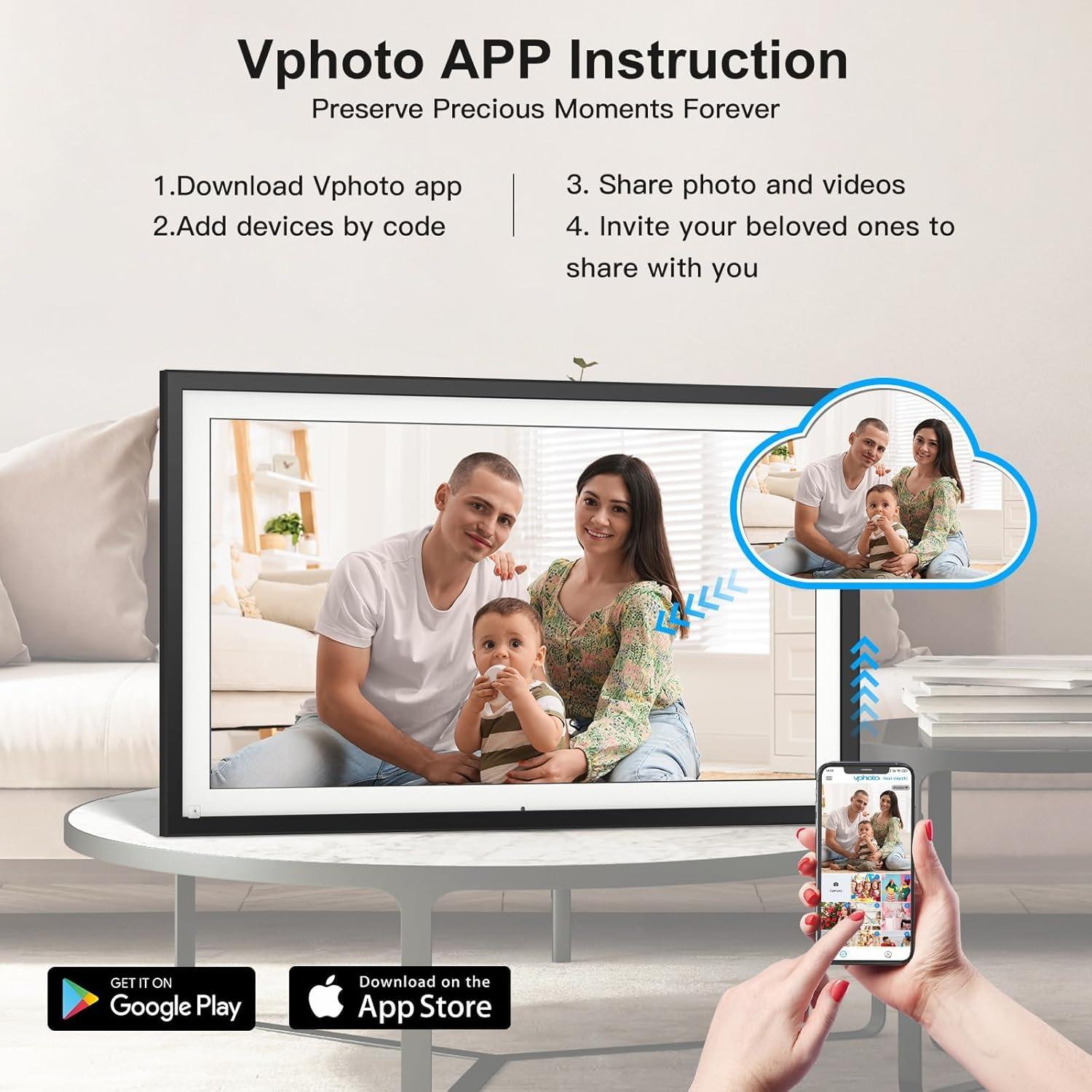 Marco de Foto Digital PWOSUN 15.6" WiFi 32GB Pantalla Táctil