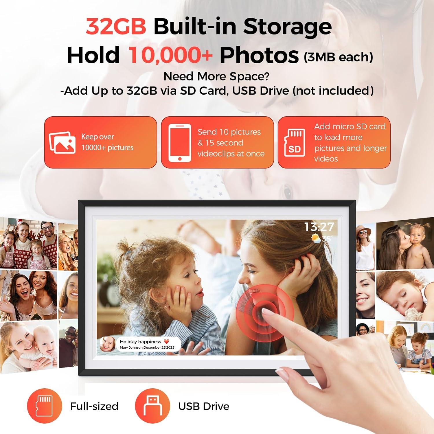 Marco de Fotos Digital Frameo 15.6" 32GB Pantalla IPS HD