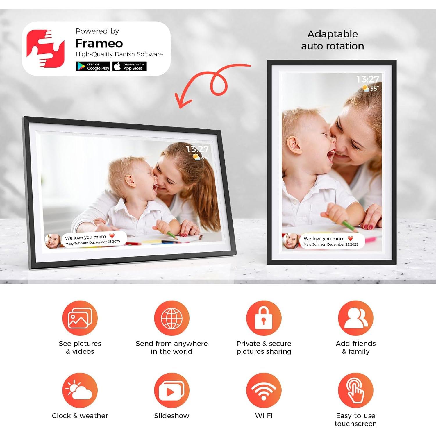 Marco de Fotos Digital Frameo 15.6" 32GB Pantalla IPS HD