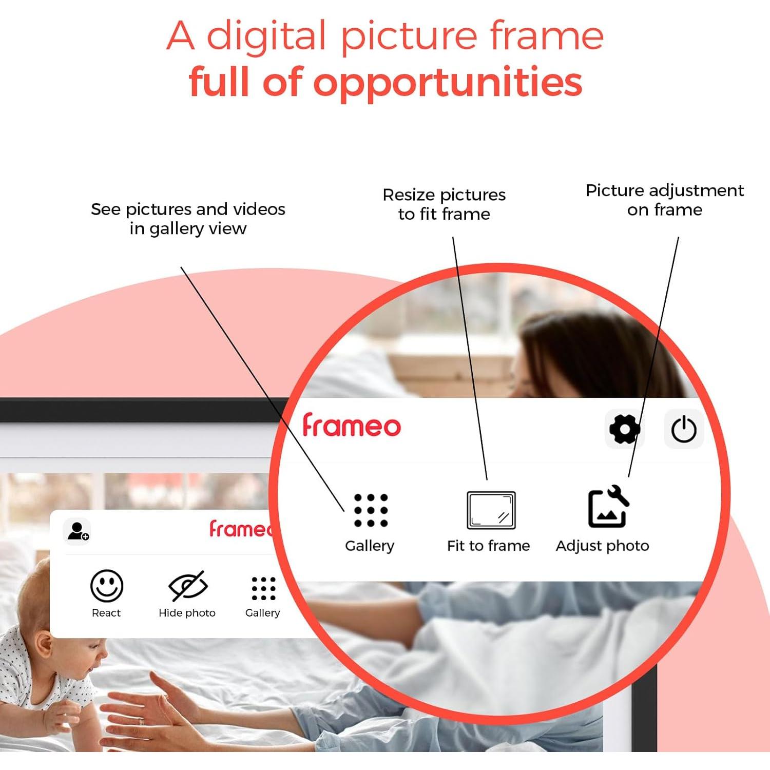 Marco de Fotos Digital Frameo 15.6" 32GB Pantalla IPS HD