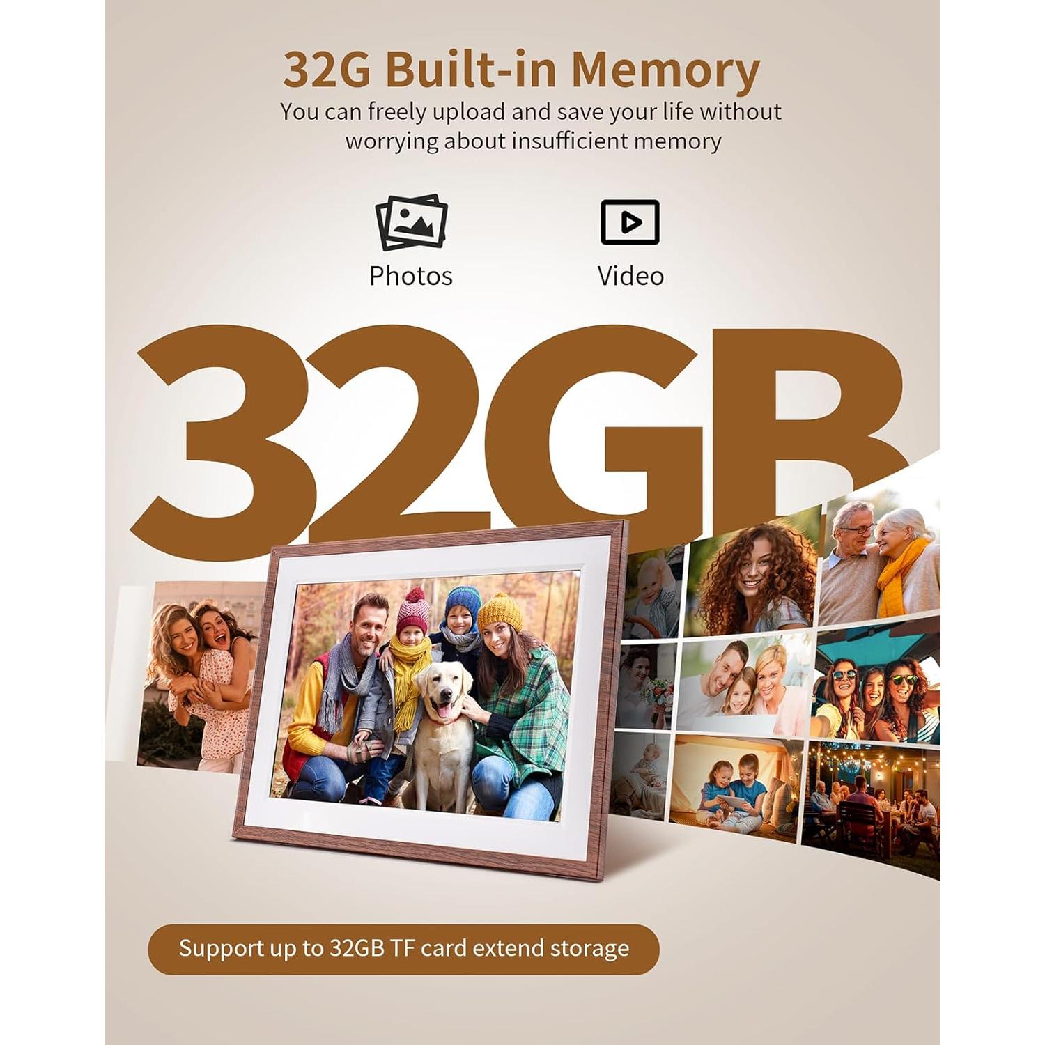 Marco Digital de Fotos WiFi MQQC 10.1" HD 32GB Rotación Automática