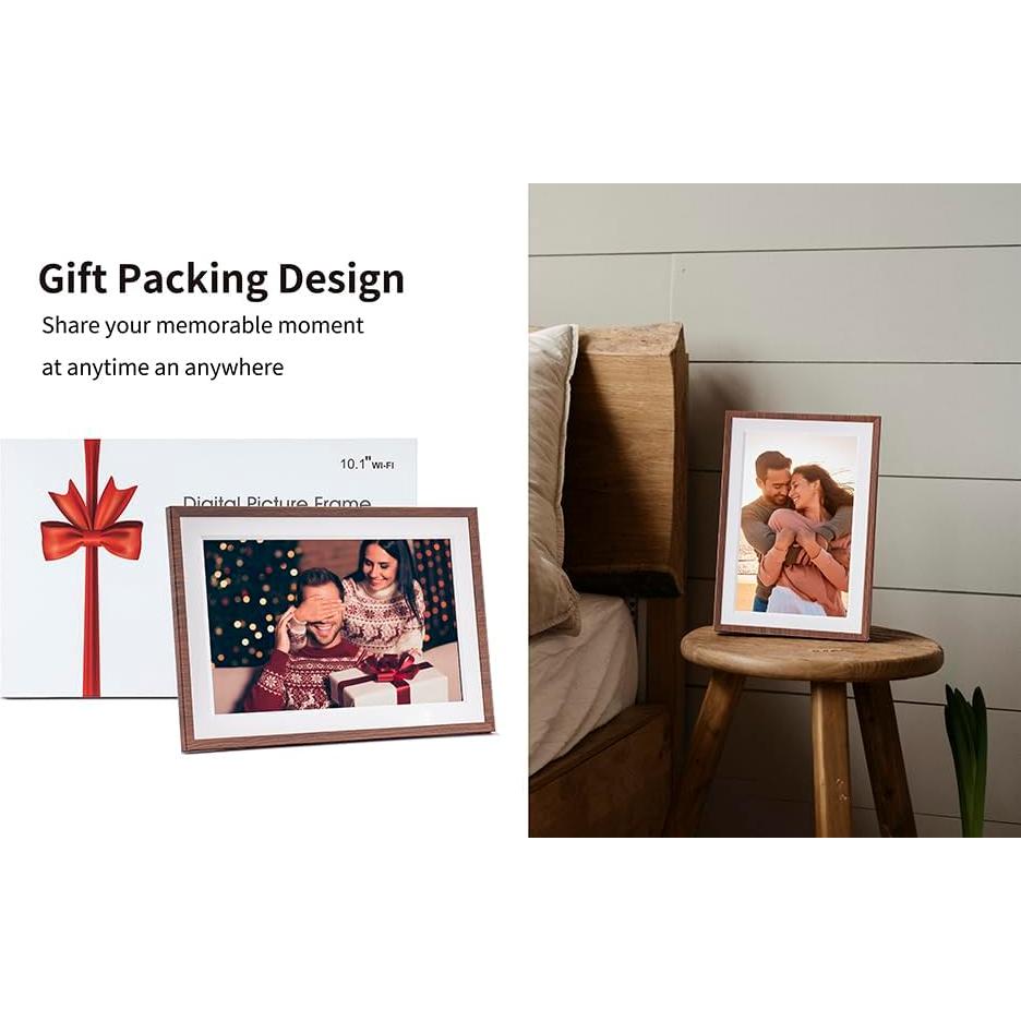 Marco Digital de Fotos WiFi MQQC 10.1" HD 32GB Rotación Automática