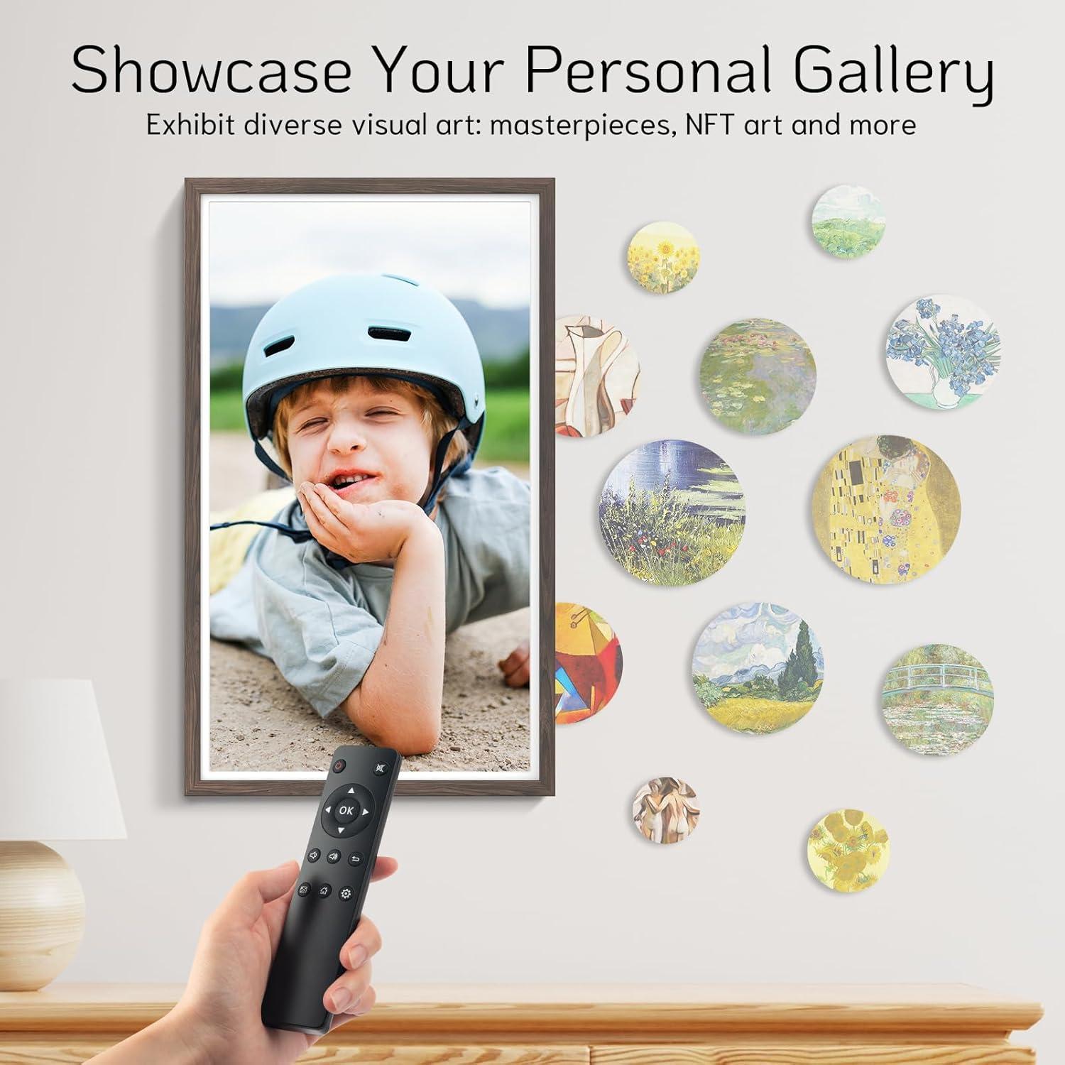 Marco de Fotos Digital NexFoto 32" FHD 64GB Madera Oscura