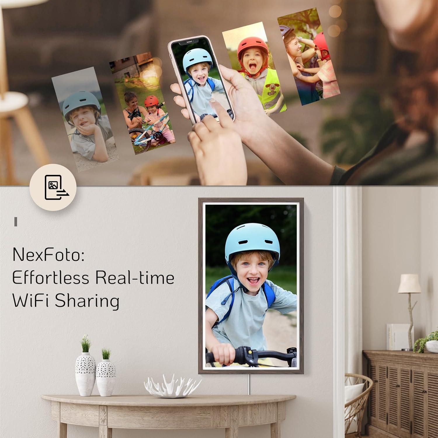 Marco de Fotos Digital NexFoto 32" FHD 64GB Madera Oscura