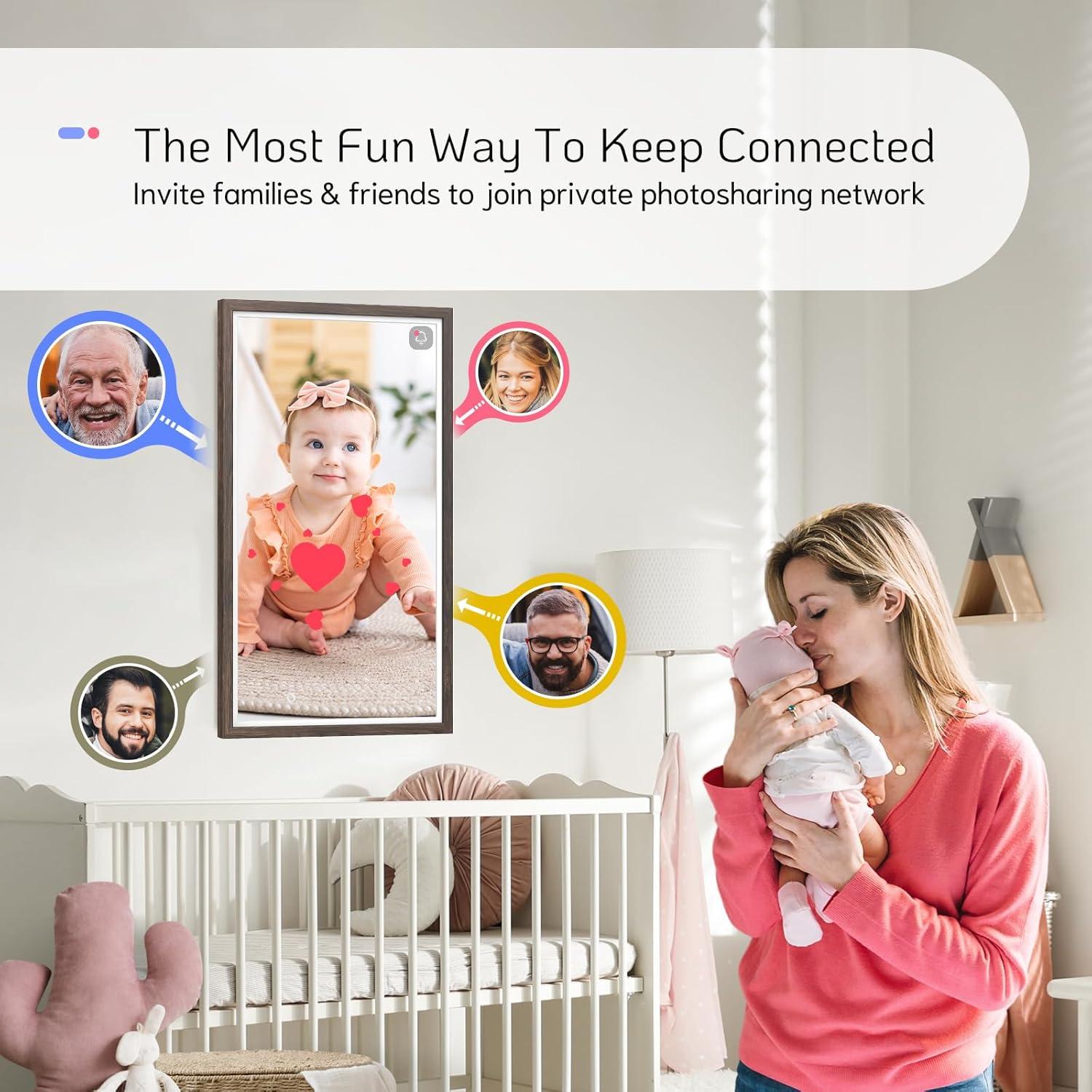 Marco de Fotos Digital NexFoto 32" FHD 64GB Madera Oscura