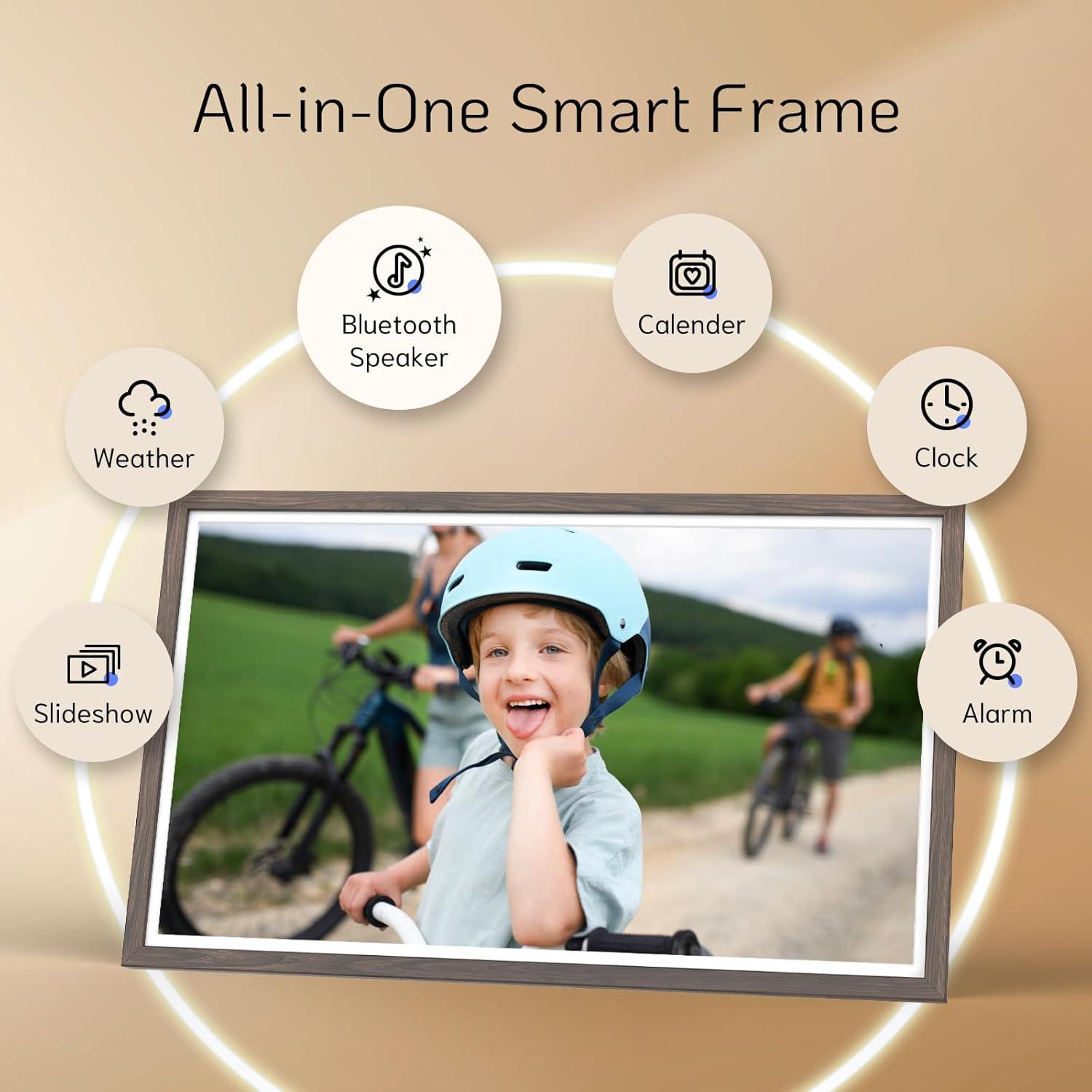 Marco de Fotos Digital NexFoto 32" FHD 64GB Madera Oscura