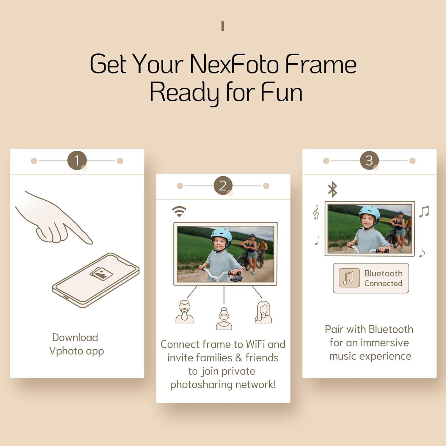 Marco de Fotos Digital NexFoto 32" FHD 64GB Madera Oscura