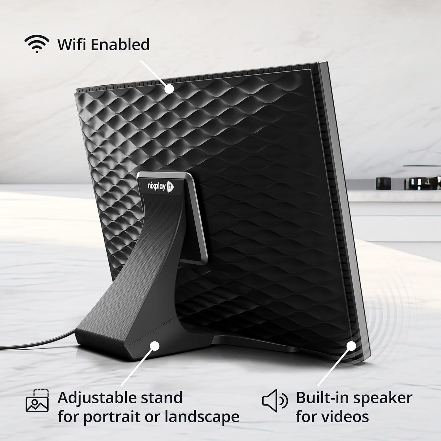 Marco de fotos digital Nixplay 10.1" WiFi táctil Negro Plata