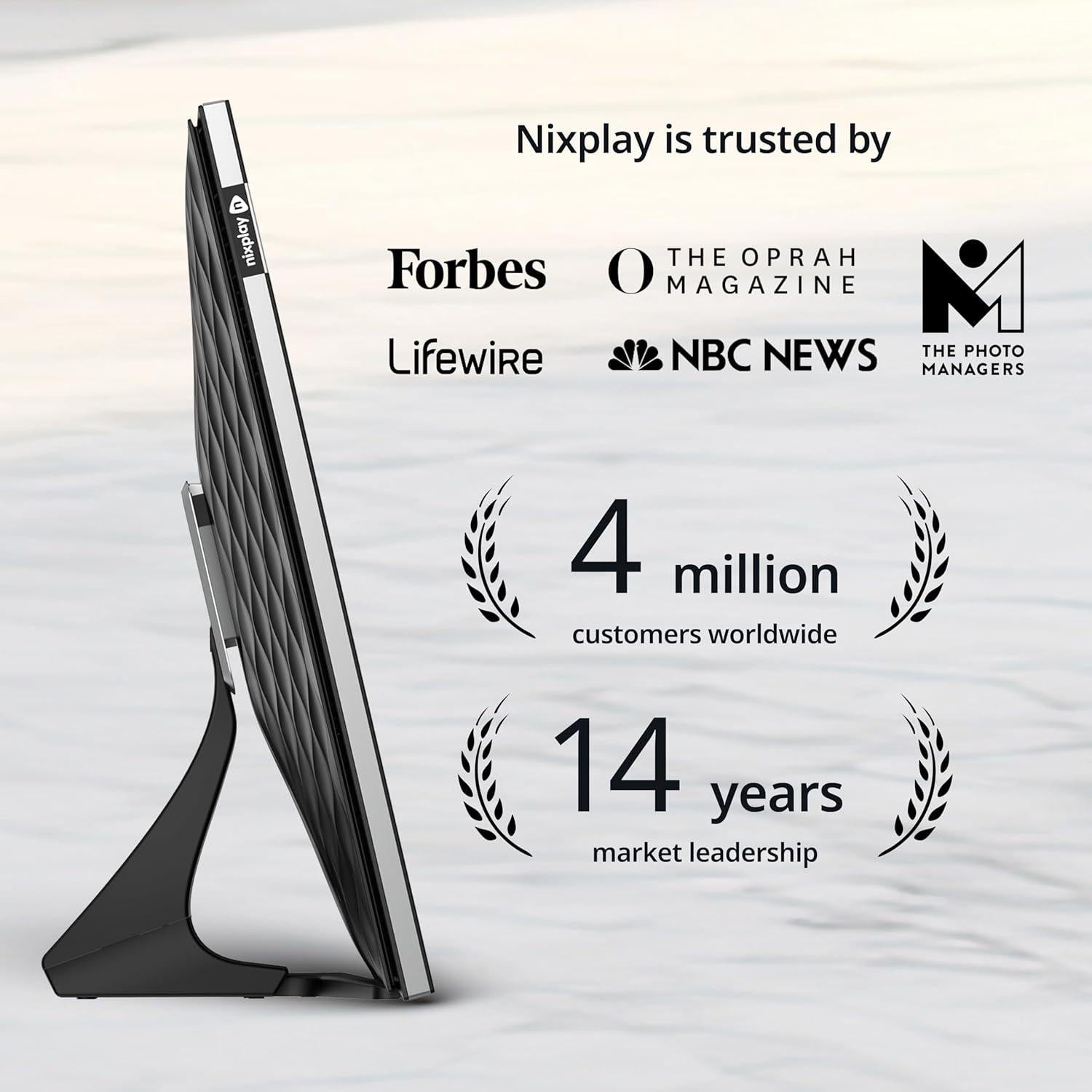 Marco de fotos digital Nixplay 10.1" WiFi táctil Negro Plata