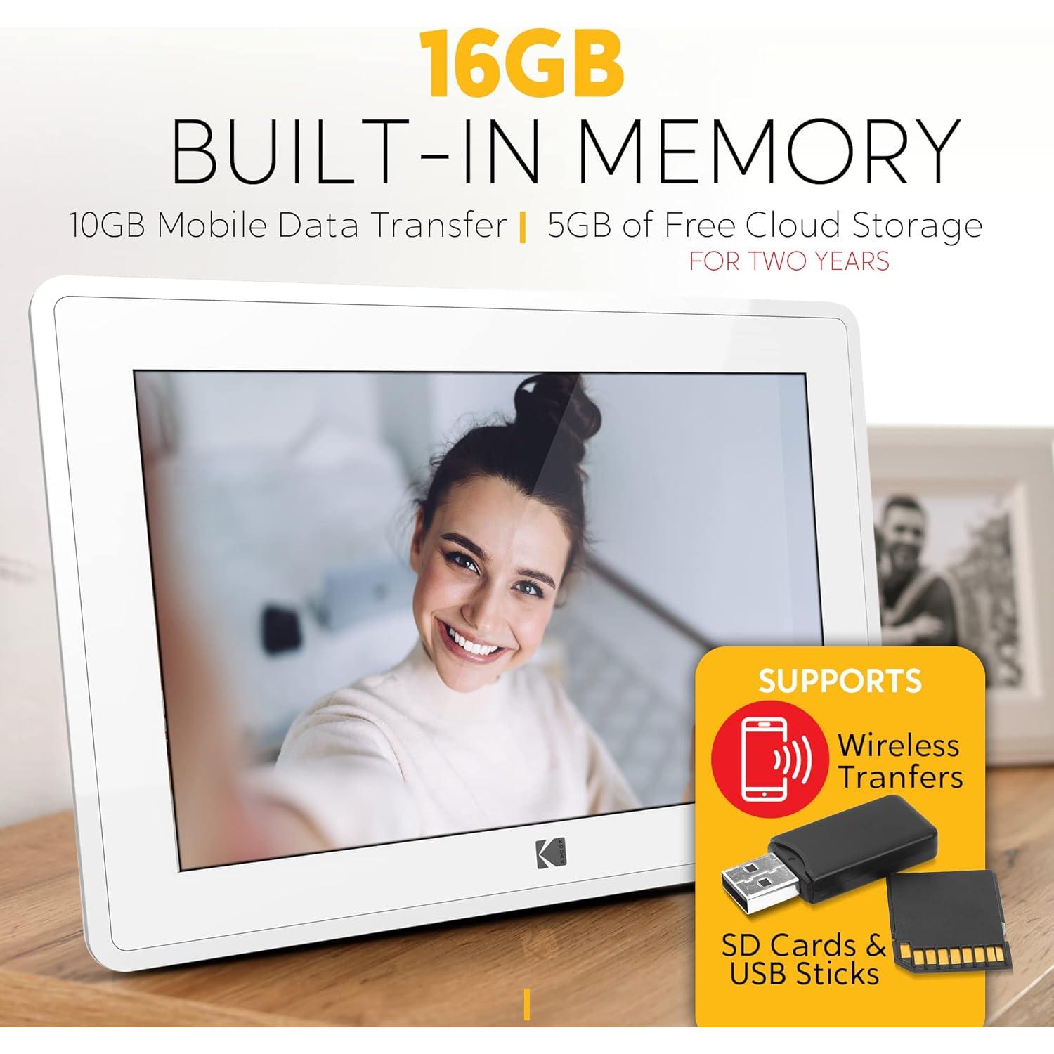 Marco de fotos digital Kodak 10.1" Wi-Fi 16GB HD Blanco