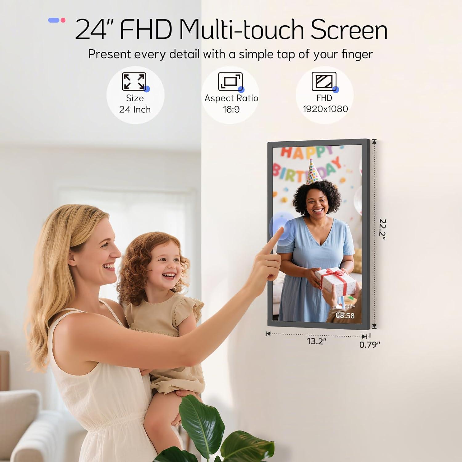 Marco Digital NexFoto 24" FHD WiFi 64GB Pantalla Táctil Negro