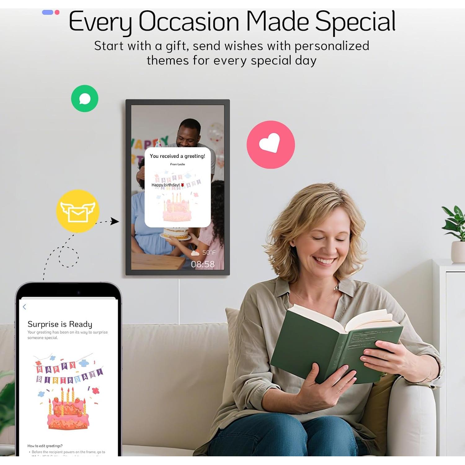 Marco Digital NexFoto 24" FHD WiFi 64GB Pantalla Táctil Negro
