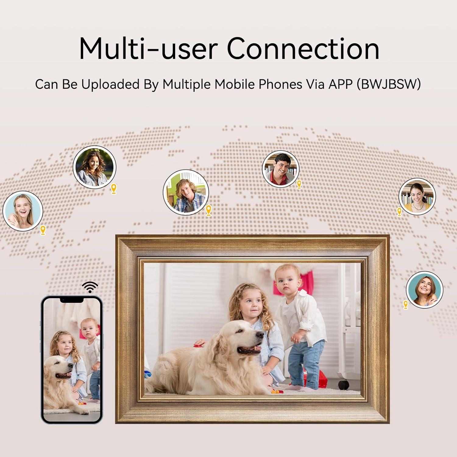 Marco de Fotos Digital WiFi BWJBSW 10.1" Madera HD 1280x800