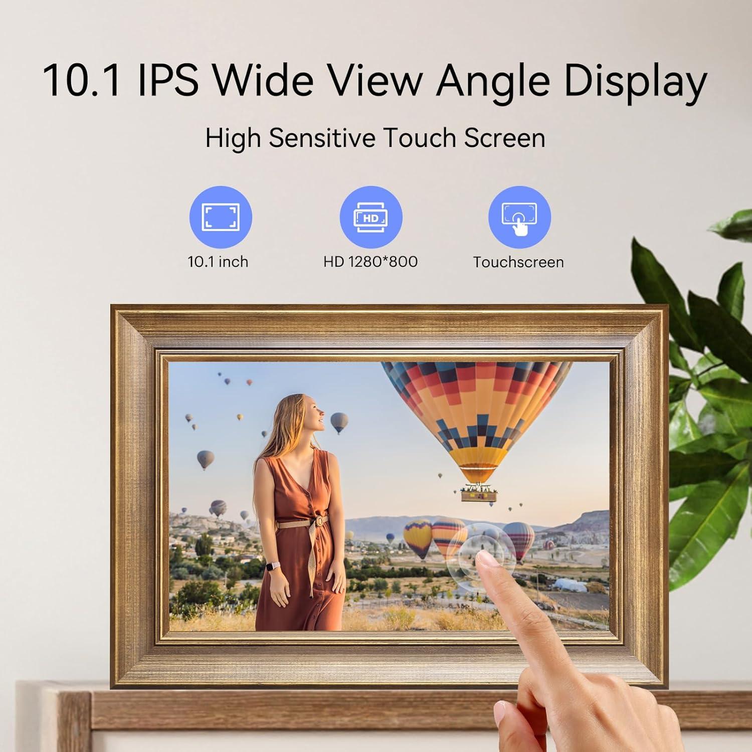 Marco de Fotos Digital WiFi BWJBSW 10.1" Madera HD 1280x800