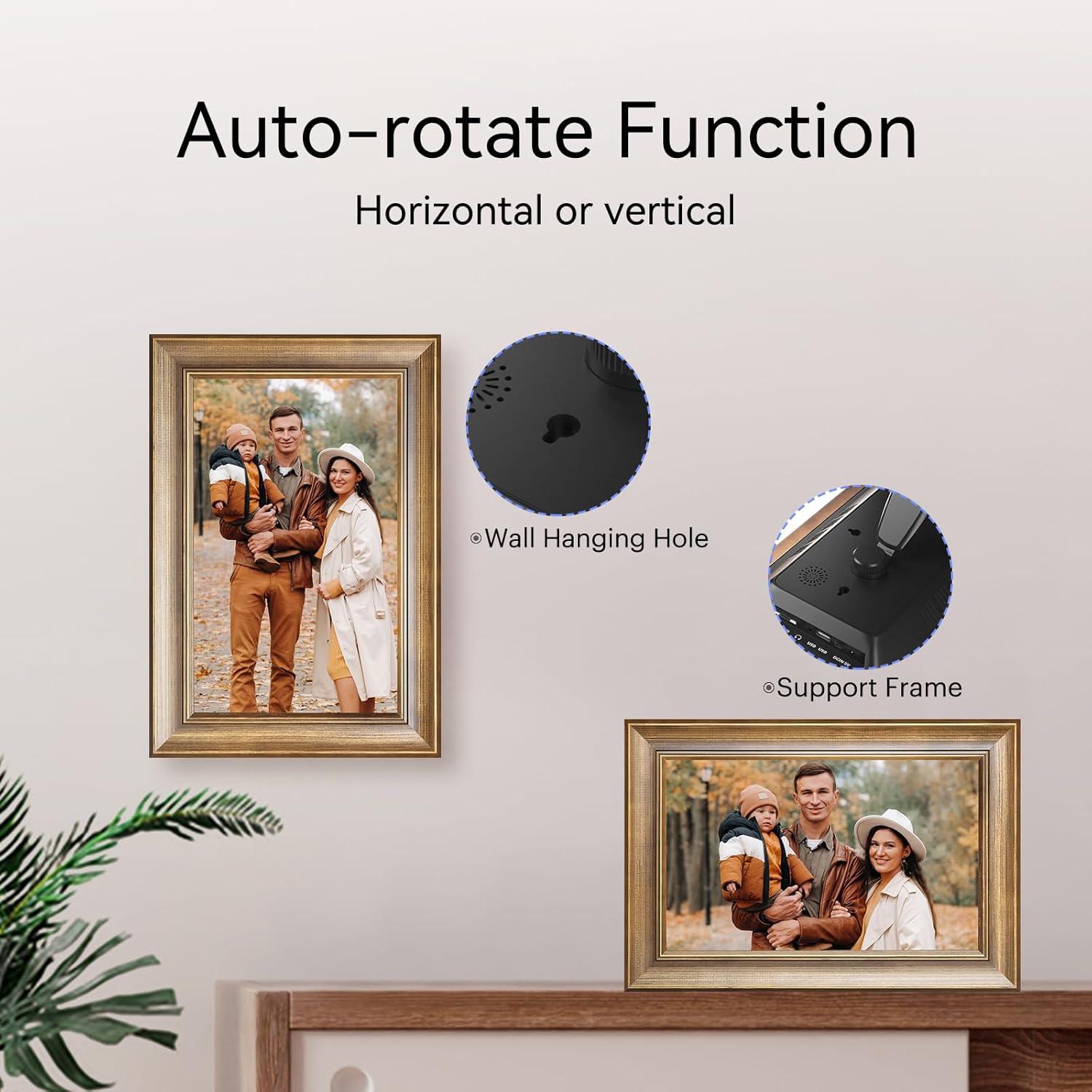 Marco de Fotos Digital WiFi BWJBSW 10.1" Madera HD 1280x800