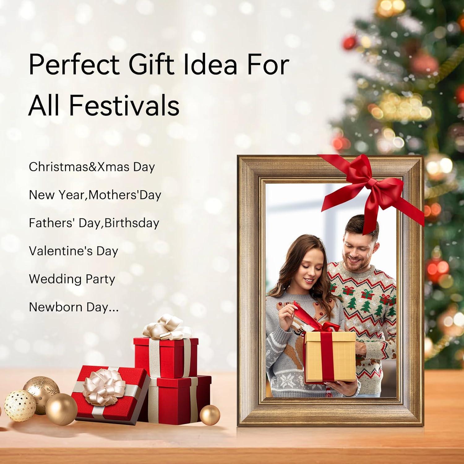 Marco de Fotos Digital WiFi BWJBSW 10.1" Madera HD 1280x800