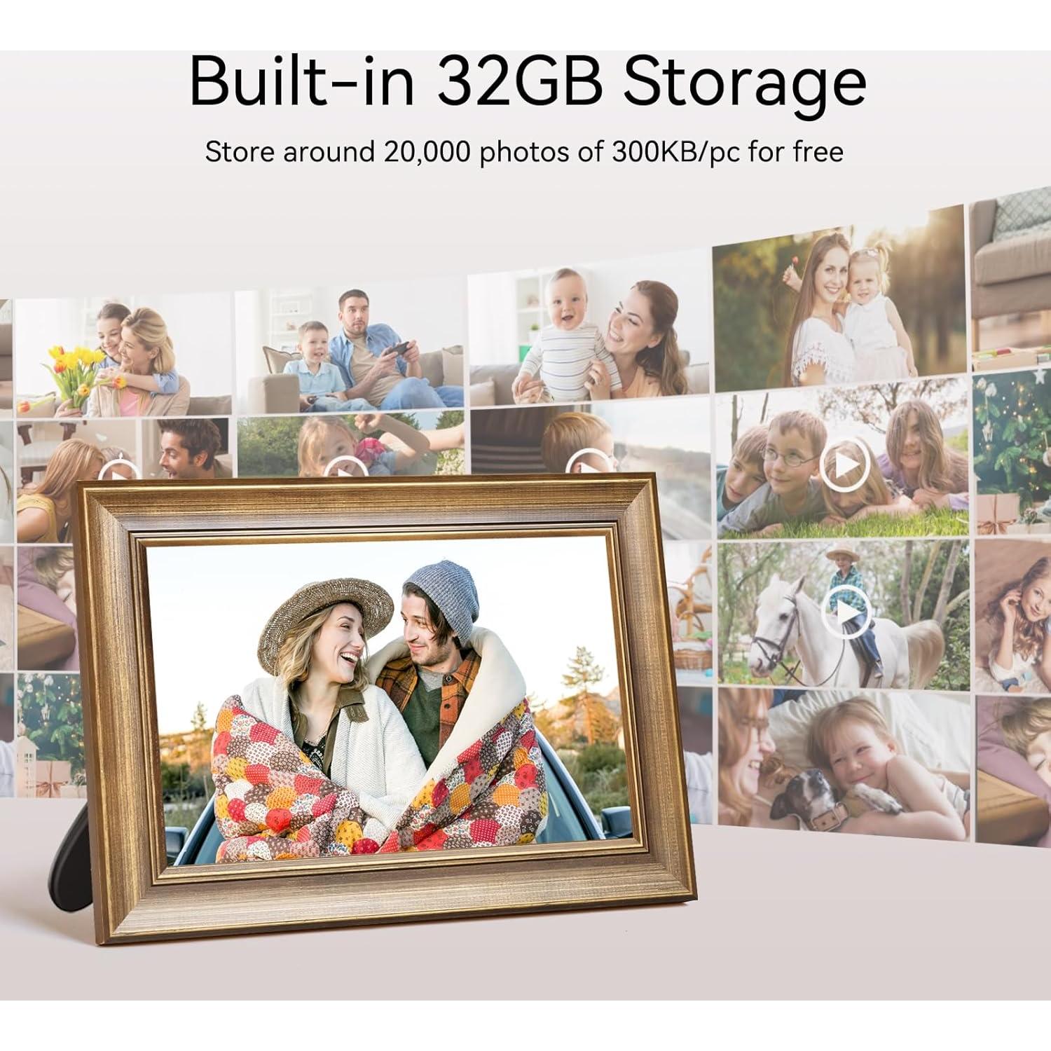 Marco de Fotos Digital WiFi BWJBSW 10.1" Madera HD 1280x800