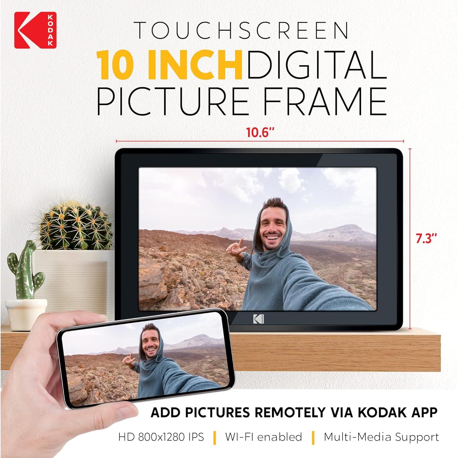 Marco de fotos digital Kodak 10.1" Wi-Fi 16GB HD Negro