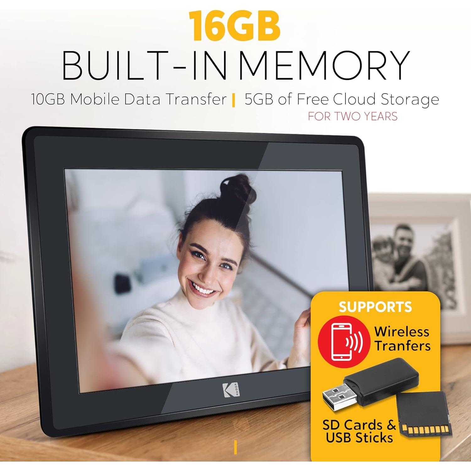 Marco de fotos digital Kodak 10.1" Wi-Fi 16GB HD Negro