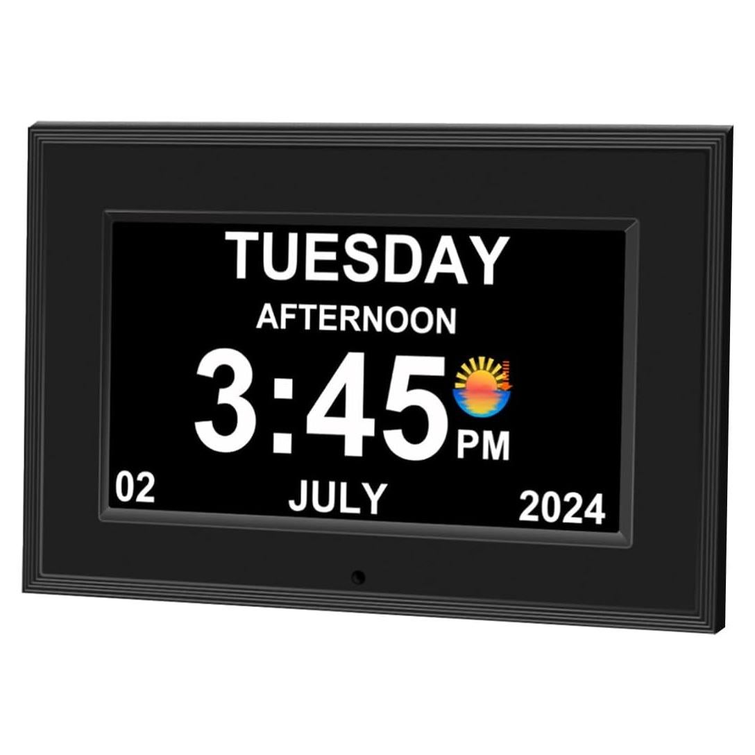 Reloj Despertador Digital FEYBYLA 7" Pantalla Grande Negro