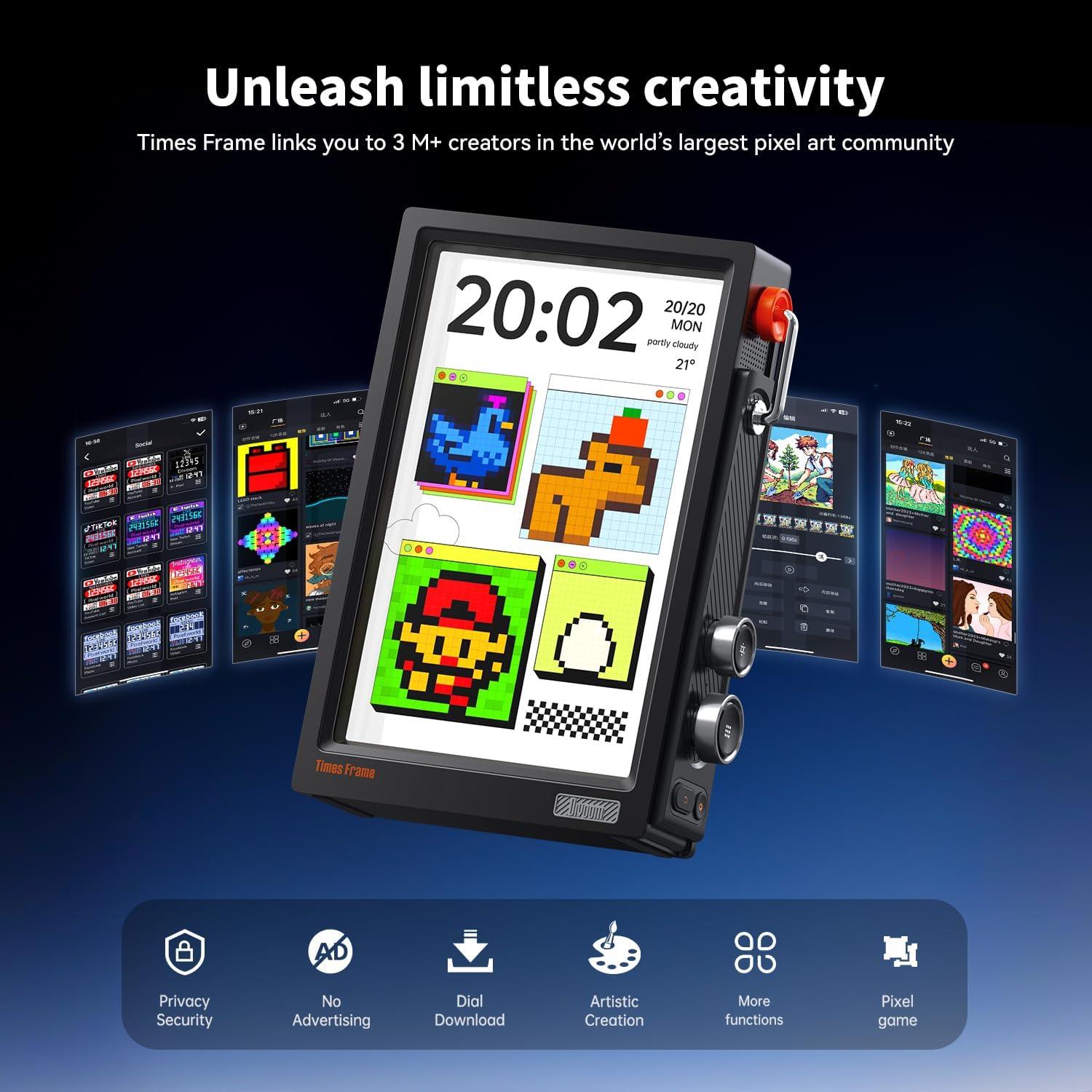 Divoom Times Frame - Marco Digital WiFi 10.1" HD 64GB Negro