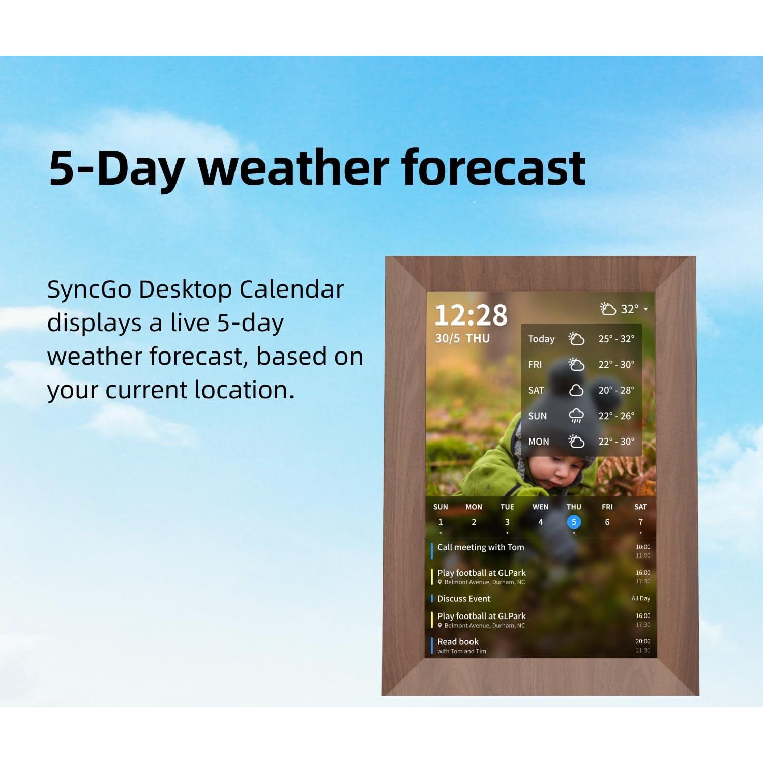 Calendario Digital Inteligente 10.1" Wi-Fi MingYa - Fotos y Google Calendar