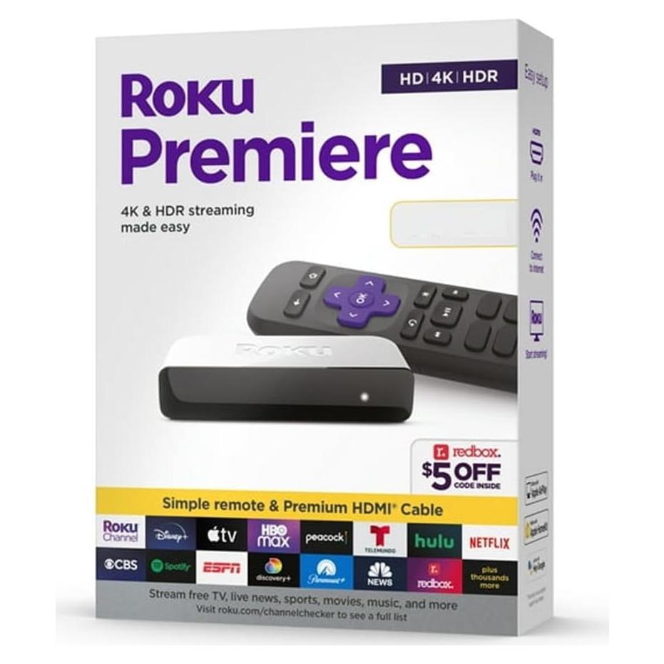 Roku Premiere Reproductor Streaming HD 4K HDR con HDMI