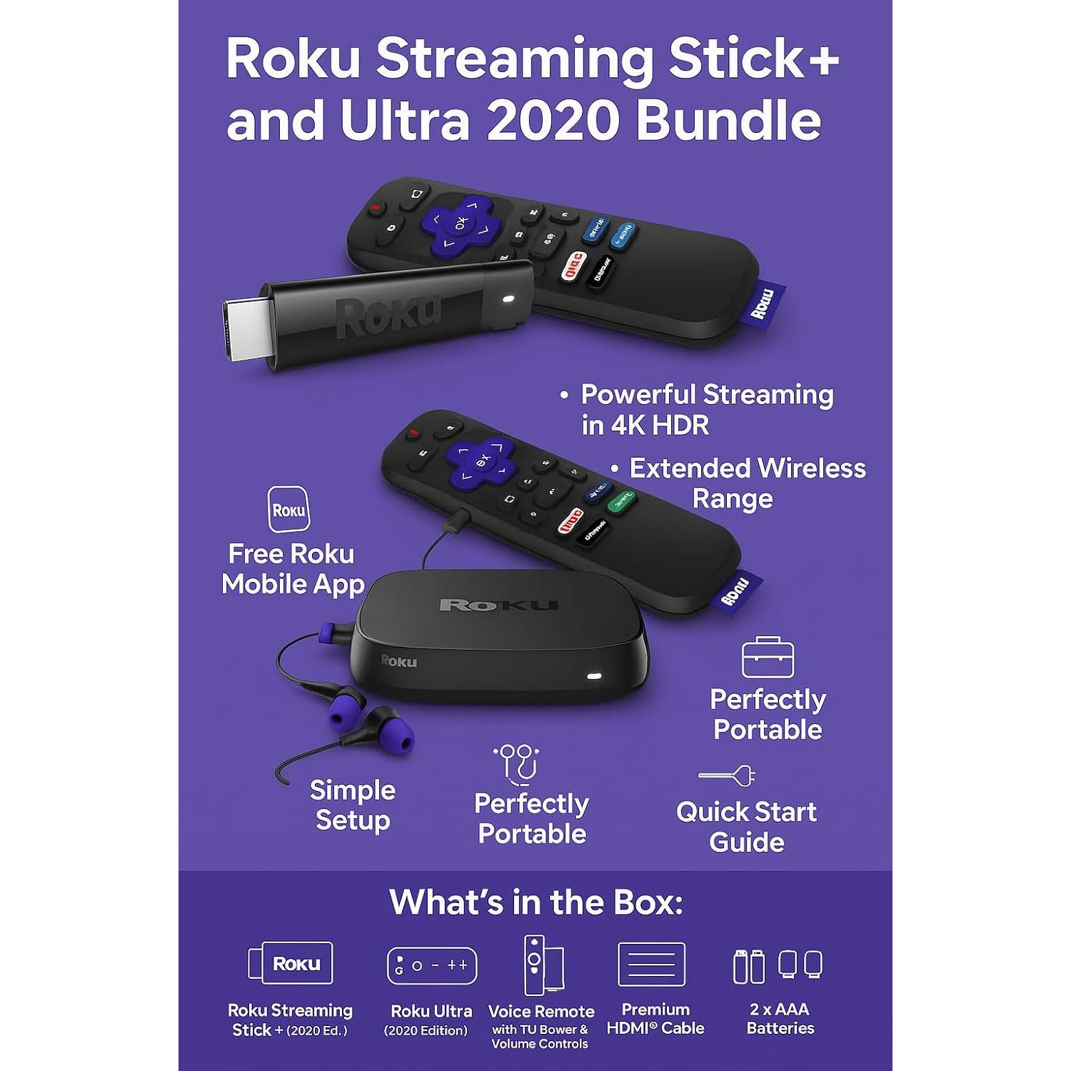 Roku Streaming Stick+ 4K UHD 2020 - Control Remoto por Voz