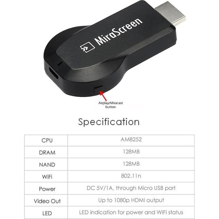 Adaptador Inalámbrico SmartSee STCD0003 1080P HDMI Pantalla