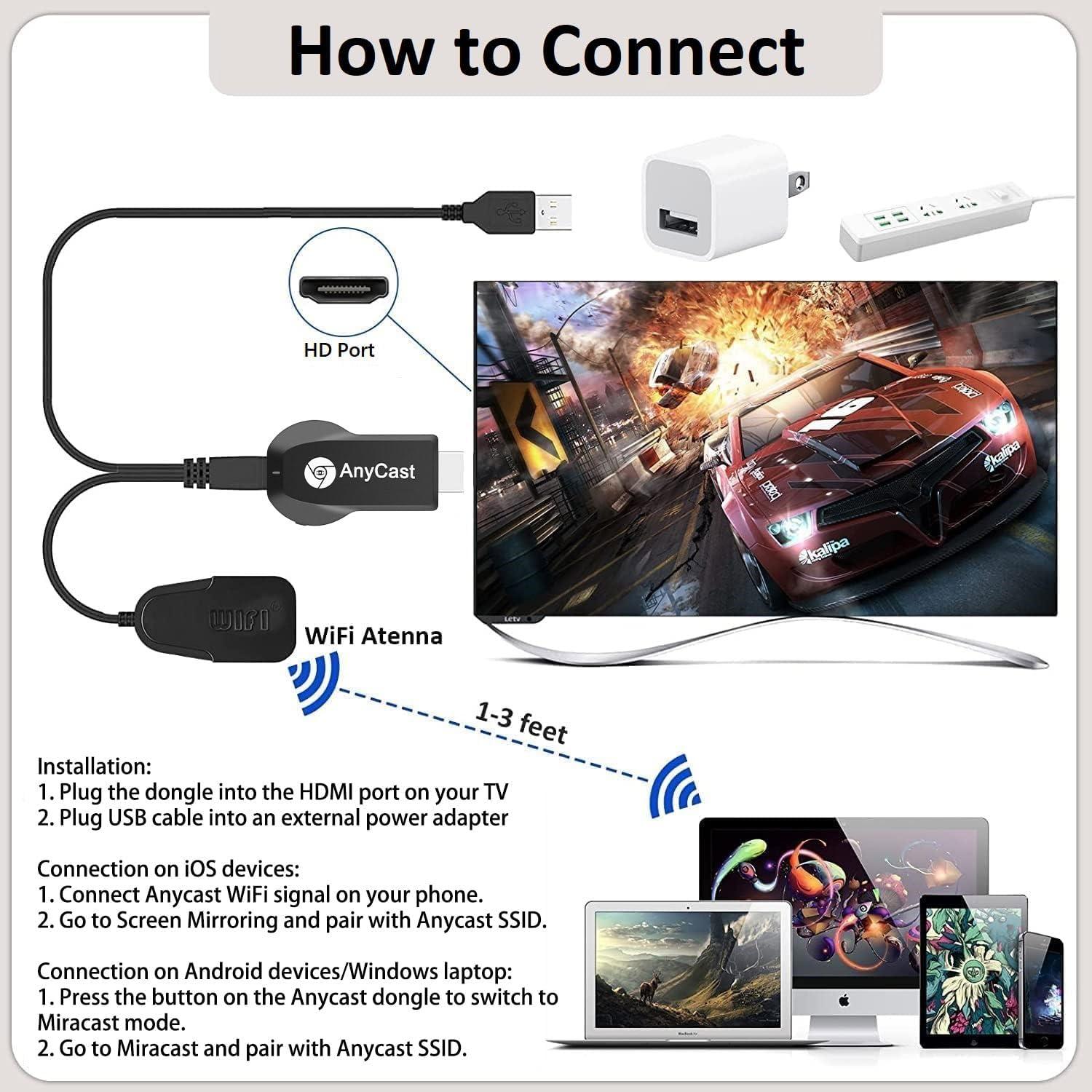 Adaptador Inalámbrico HD SmartSee 1080P para Espejo de Pantalla