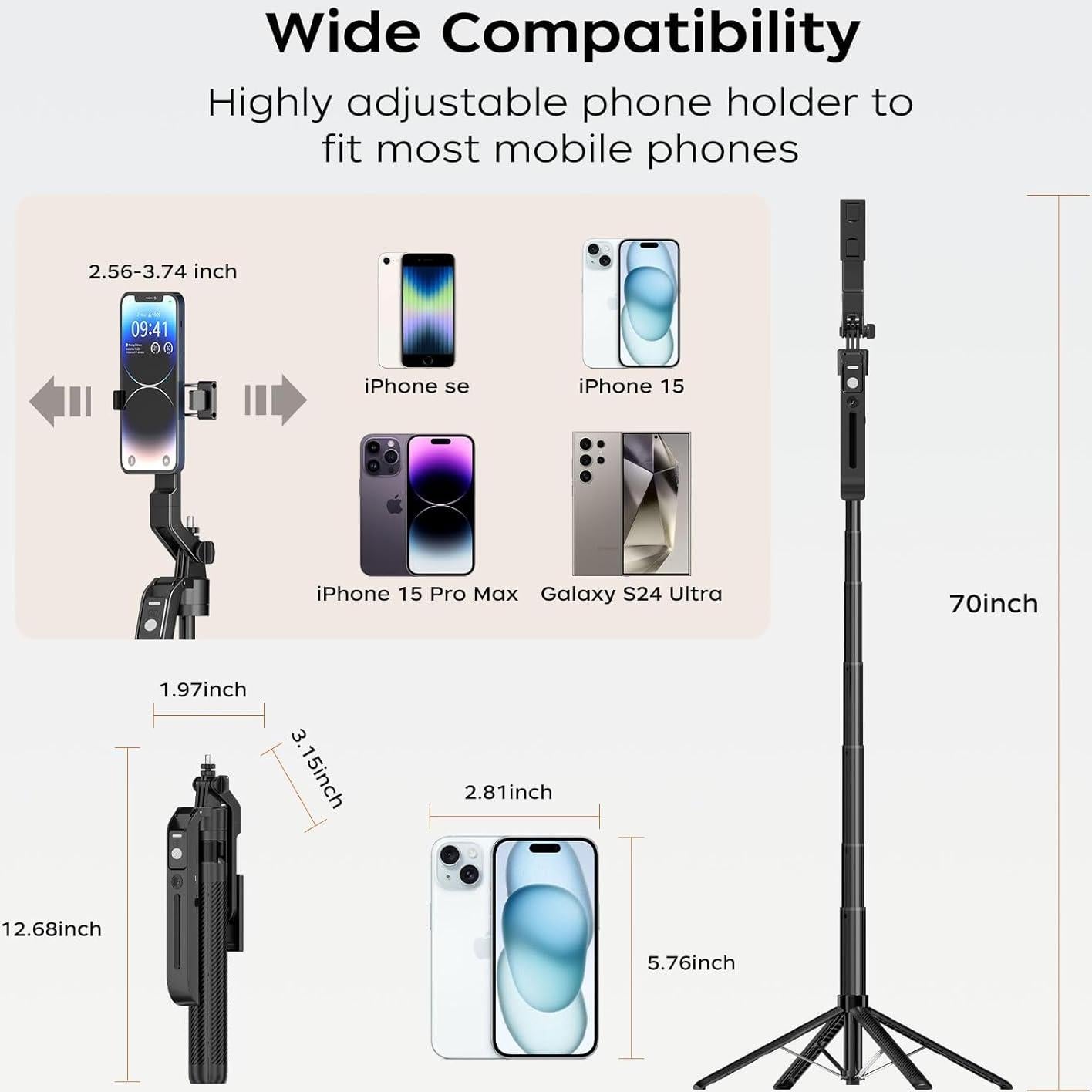 Trípode Selfie Stick FUNSNAP FP-A6-01 70" (177.8 cm) con Seguimiento Automático
