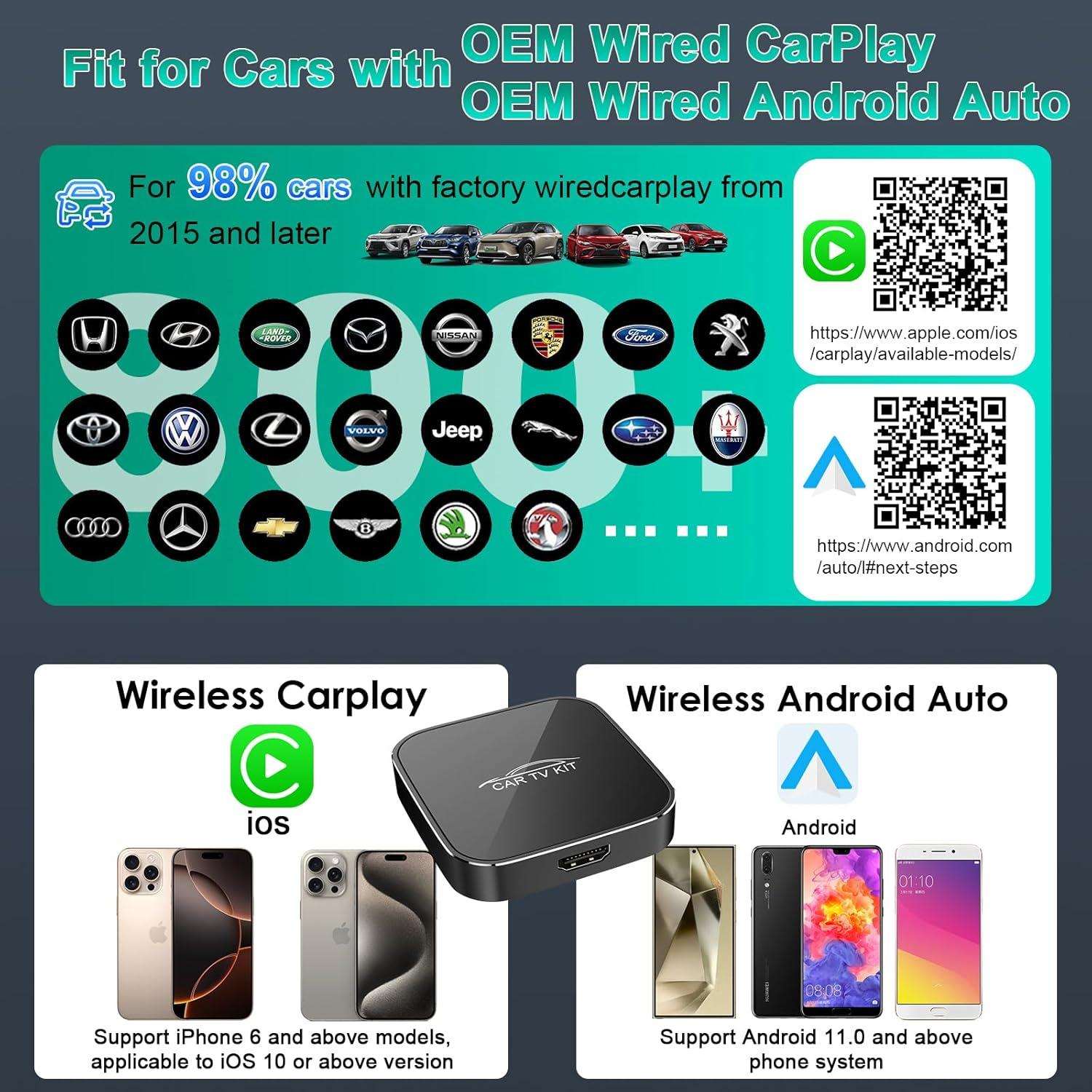 Adaptador Car TV Mate Max HDMI 3 en 1 con CarPlay Inalámbrico