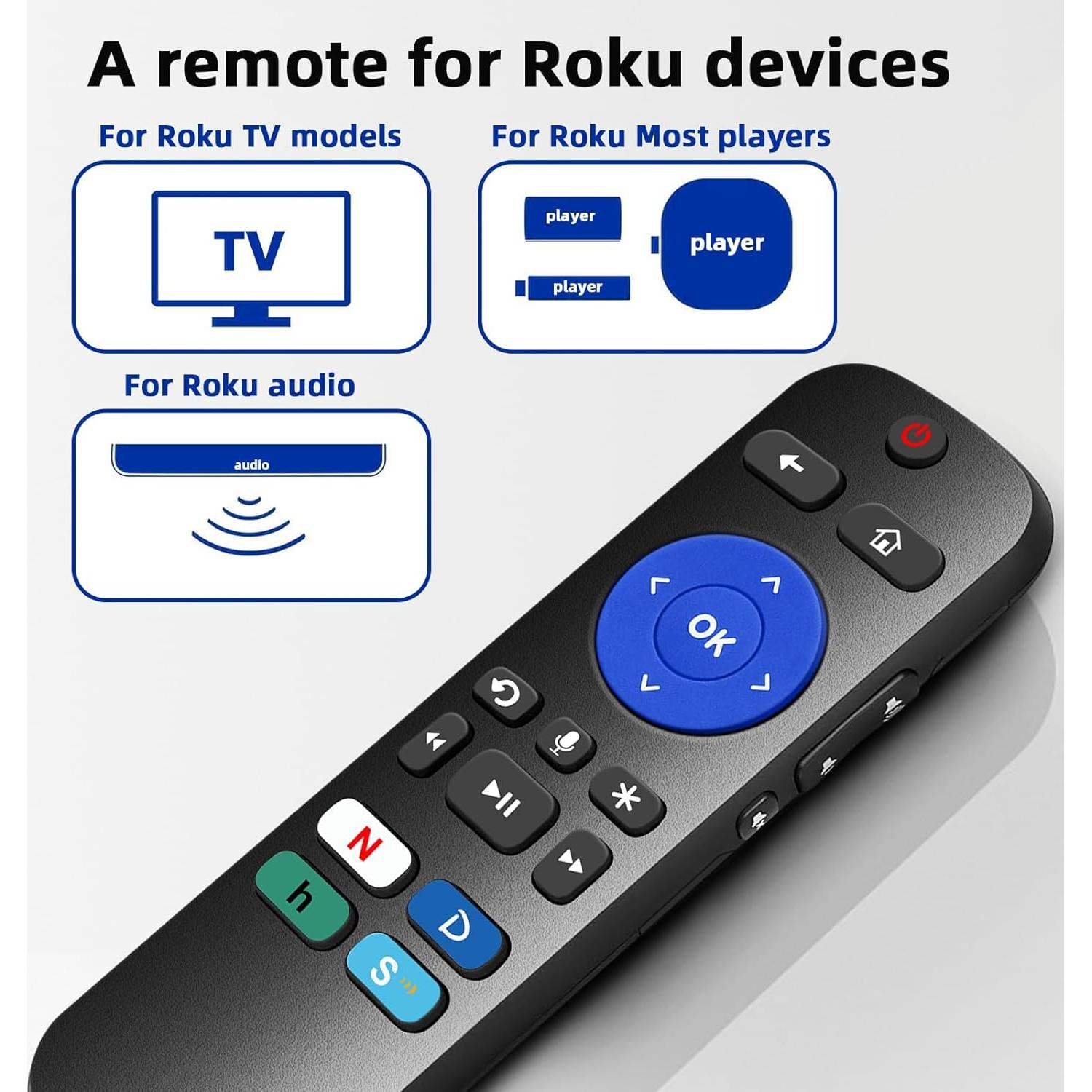 Control Remoto de Voz Chobokiang para Roku - Acceso Directo 4 Apps