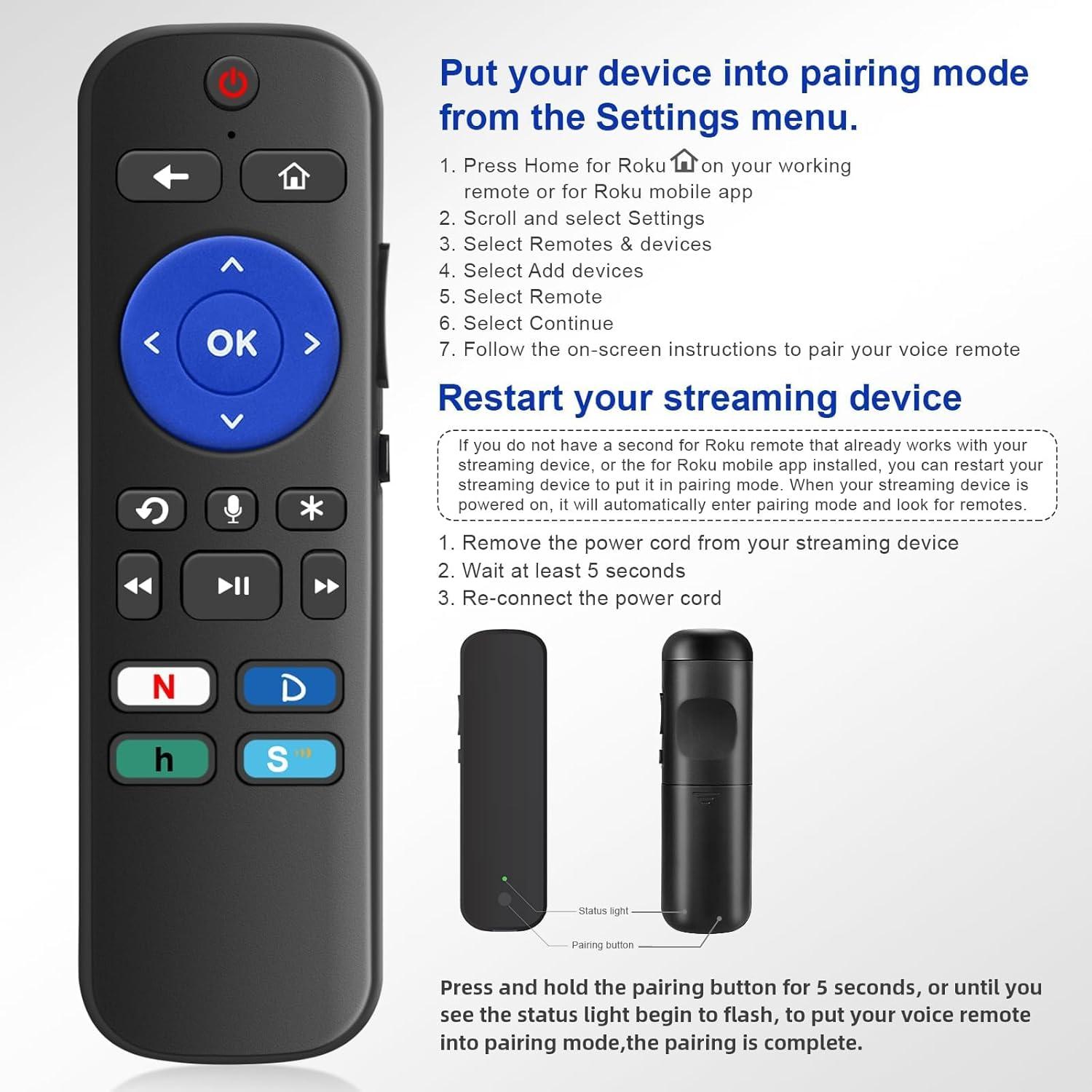 Control Remoto de Voz Chobokiang para Roku - Acceso Directo 4 Apps