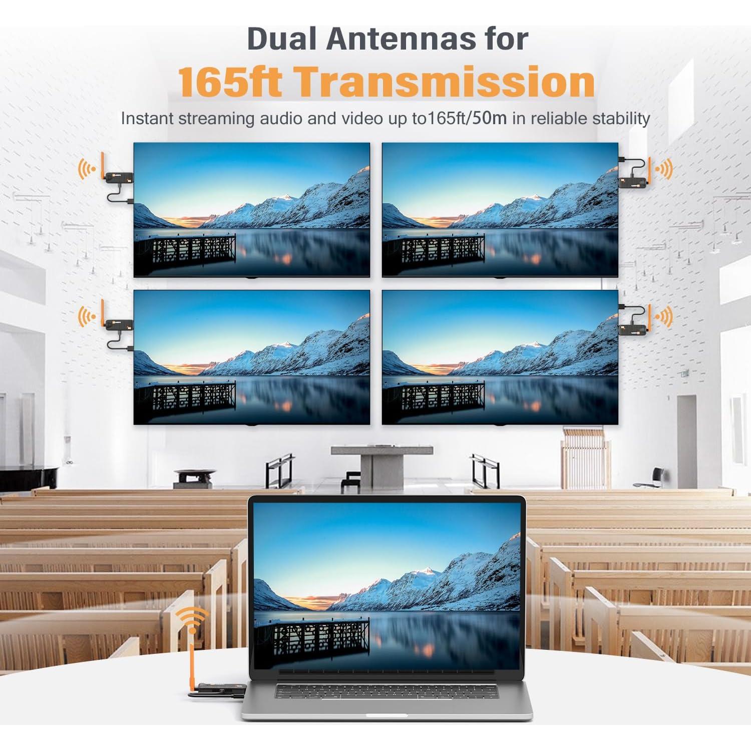 Transmisor HDMI Inalámbrico WELUSOPU 1TX+2RX 50m 4K 1080p