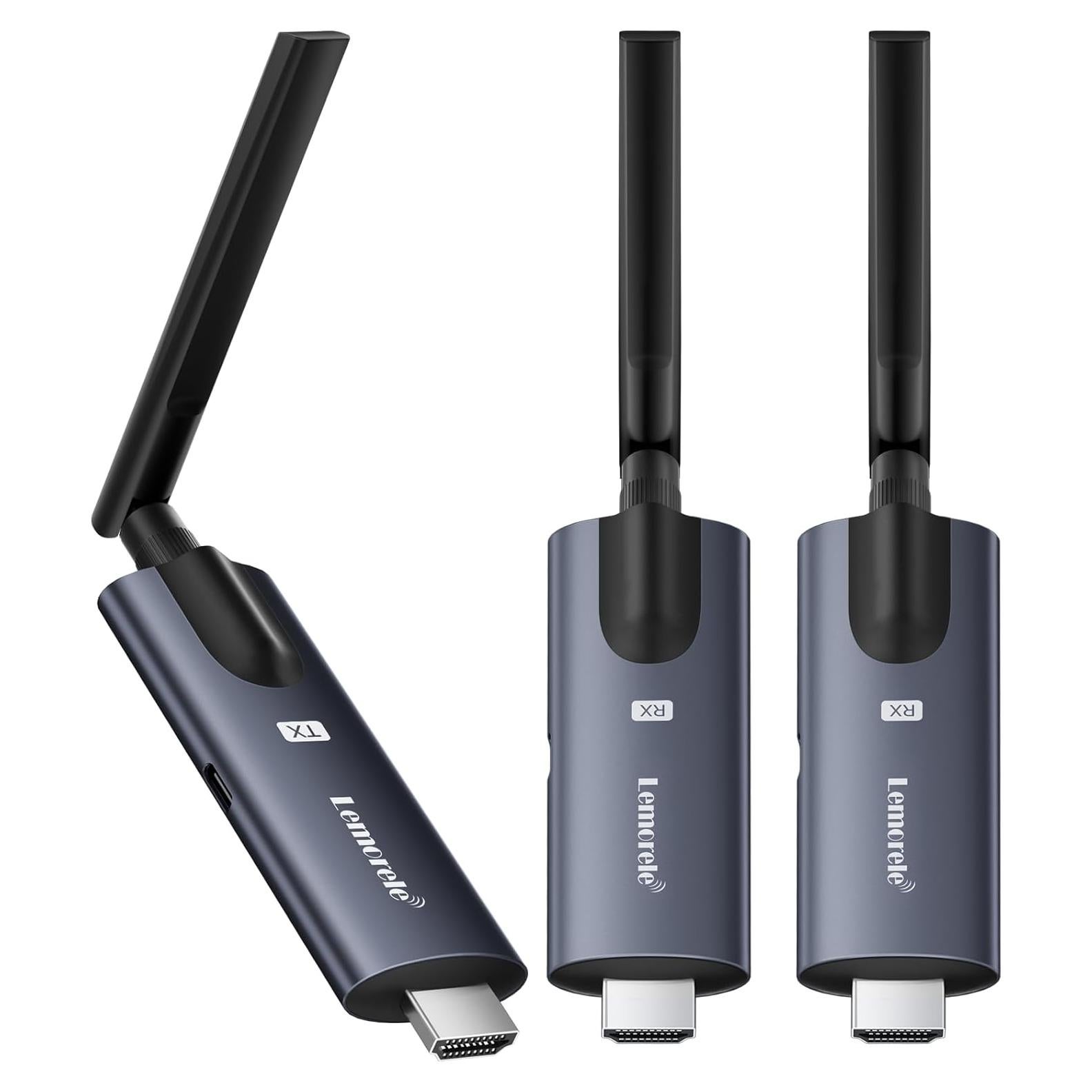 Transmisor y 2 Receptores HDMI Inalámbricos Lemorele 200m 1080P