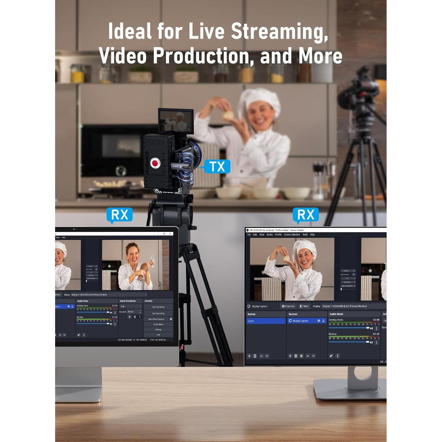 Transmisor y 2 Receptores HDMI Inalámbricos Lemorele 200m 1080P